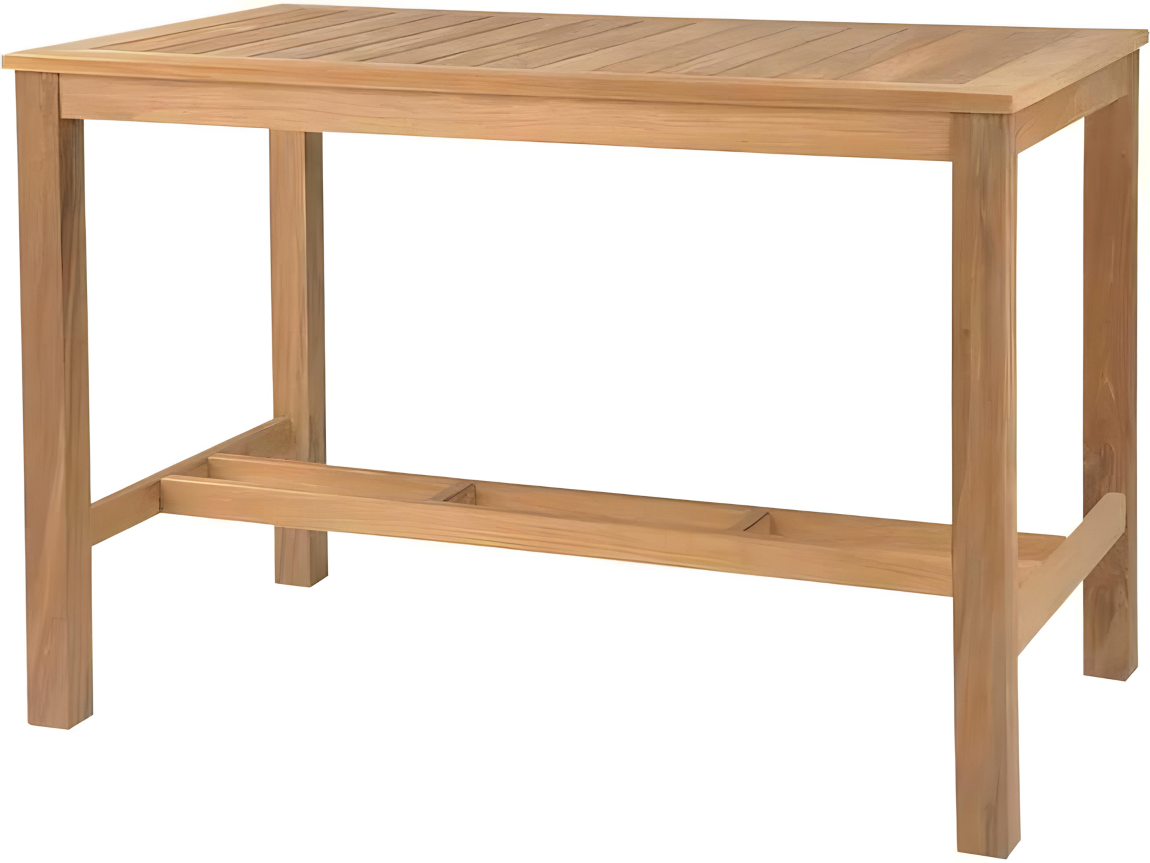 Wainscott Teak Rectangular Umbrella Hole Bar Table