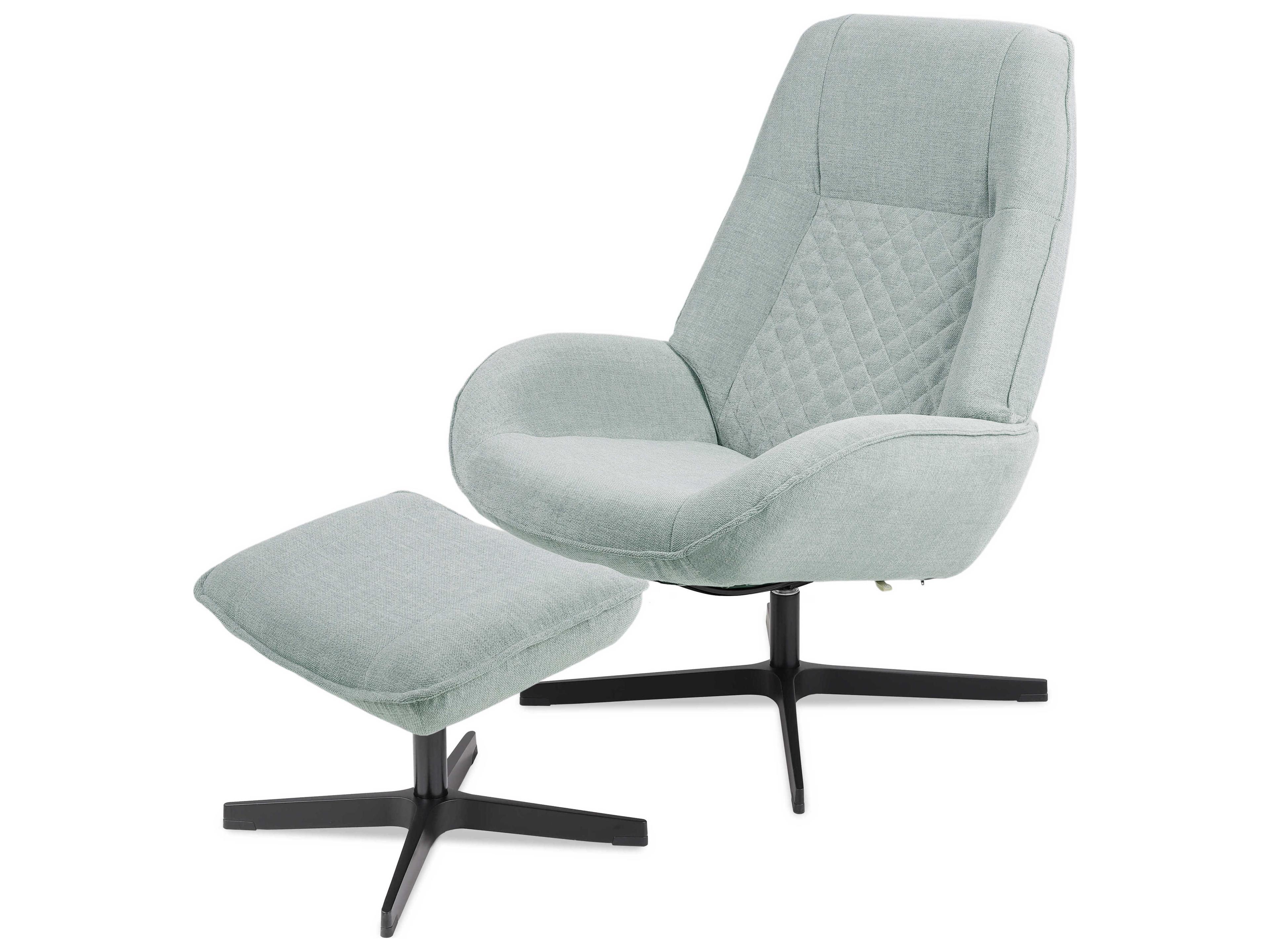 Kebe Bordeaux Yeti Turquoise Fabric Swivel Accent Chair with Footrest