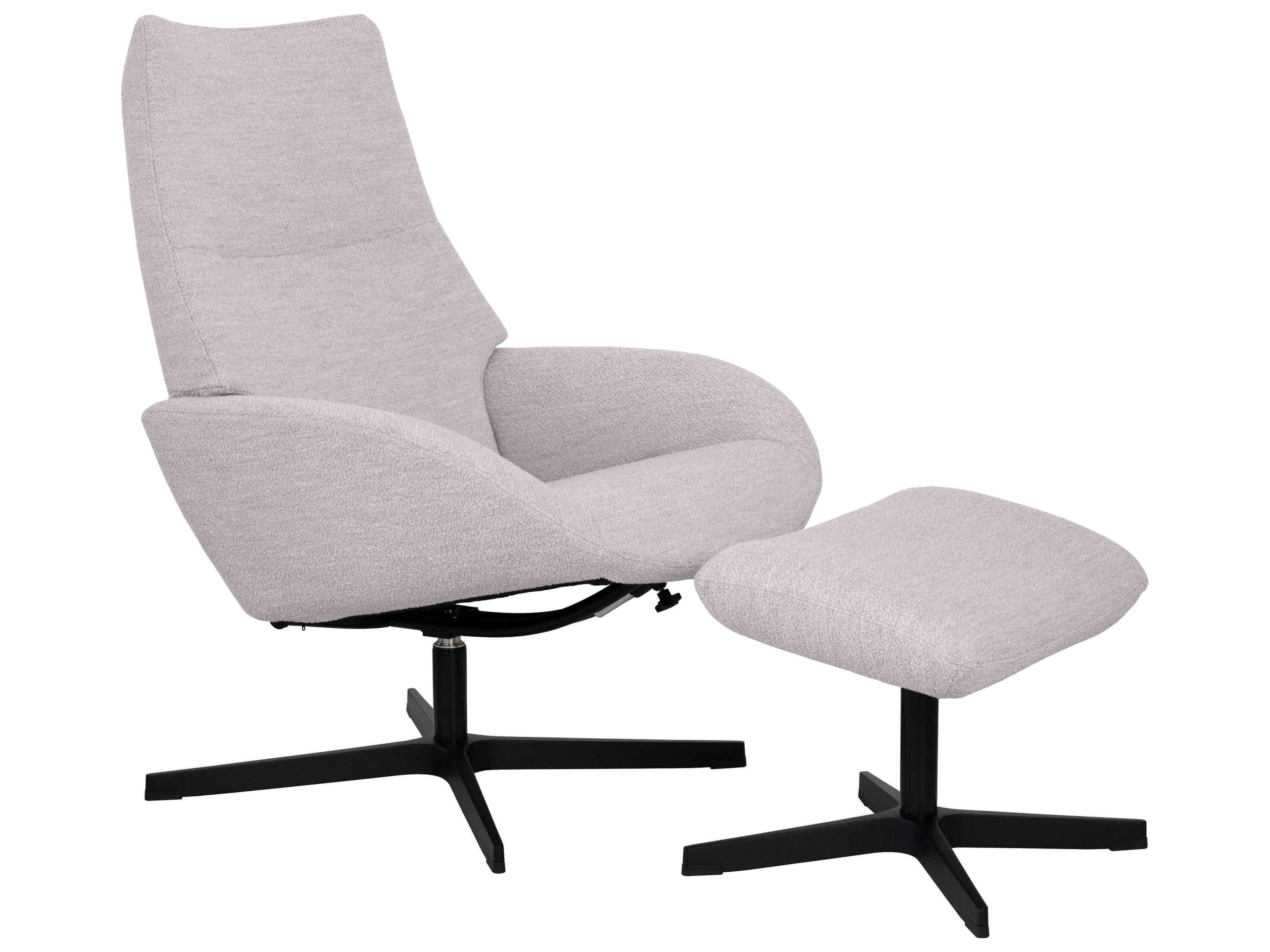 Kebe Lotus Alpine Ivory Fabric Swivel Accent Chair with Footrest