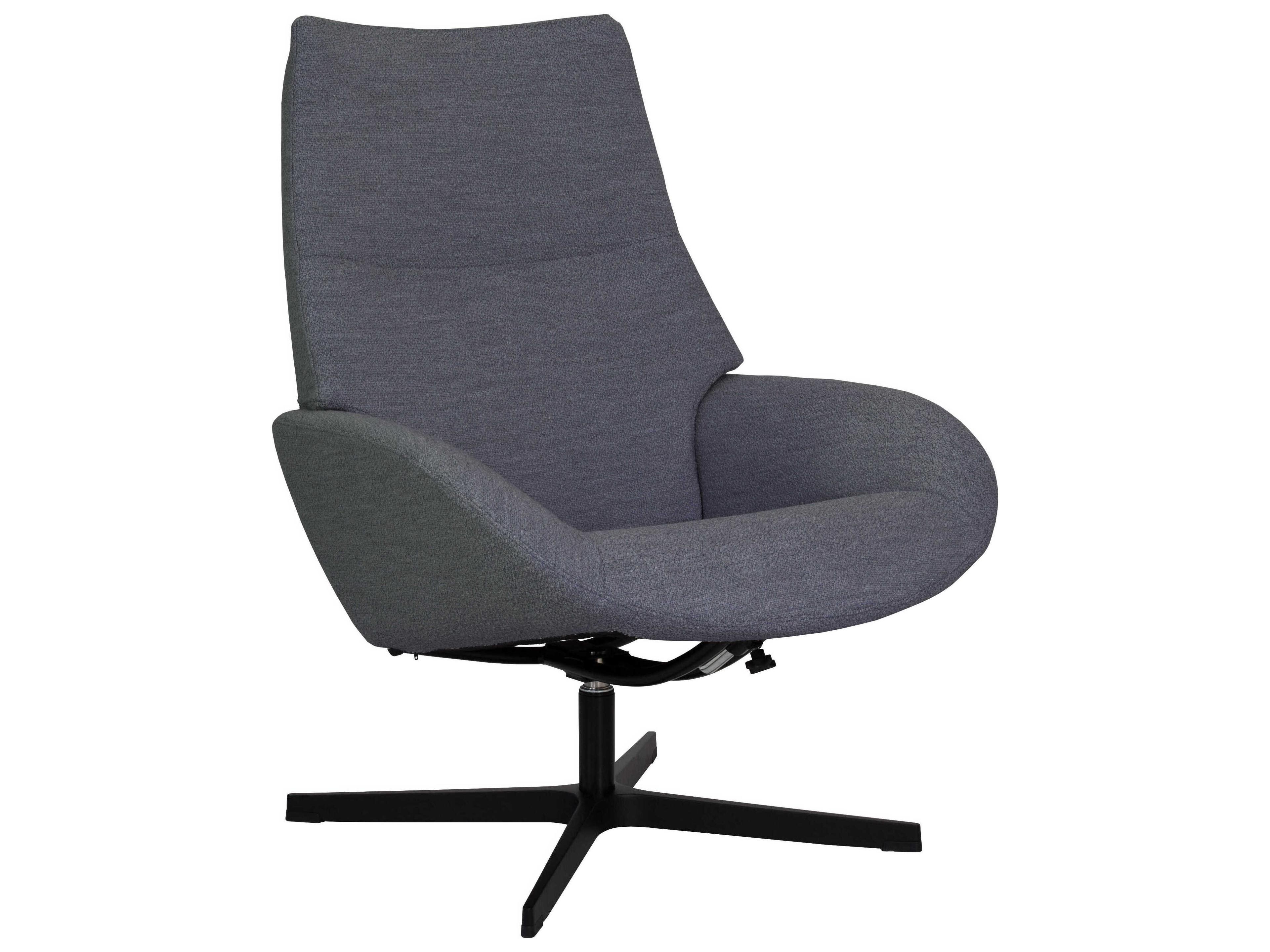 Kebe Lotus Alpine Grey Fabric Swivel Accent Chair with Footrest