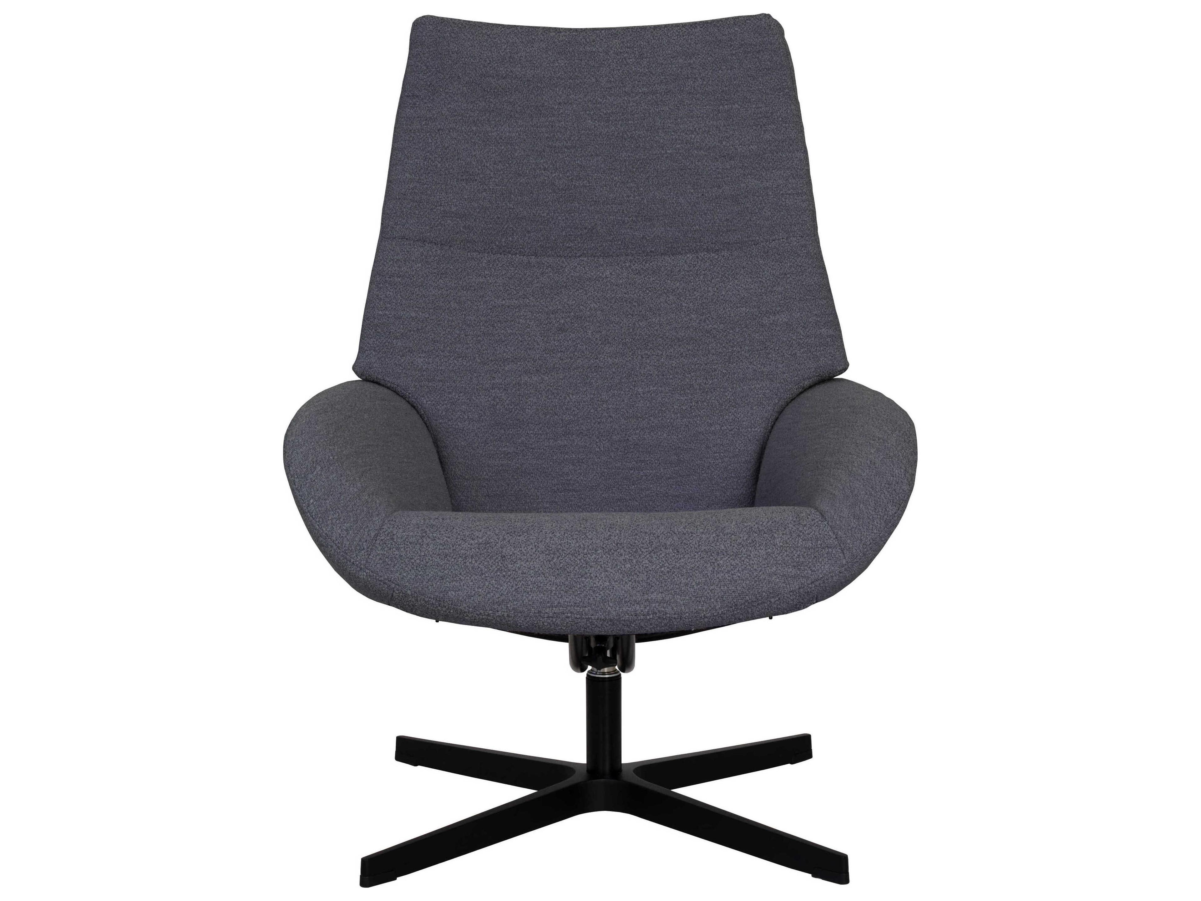 Kebe Lotus Alpine Grey Fabric Swivel Accent Chair with Footrest