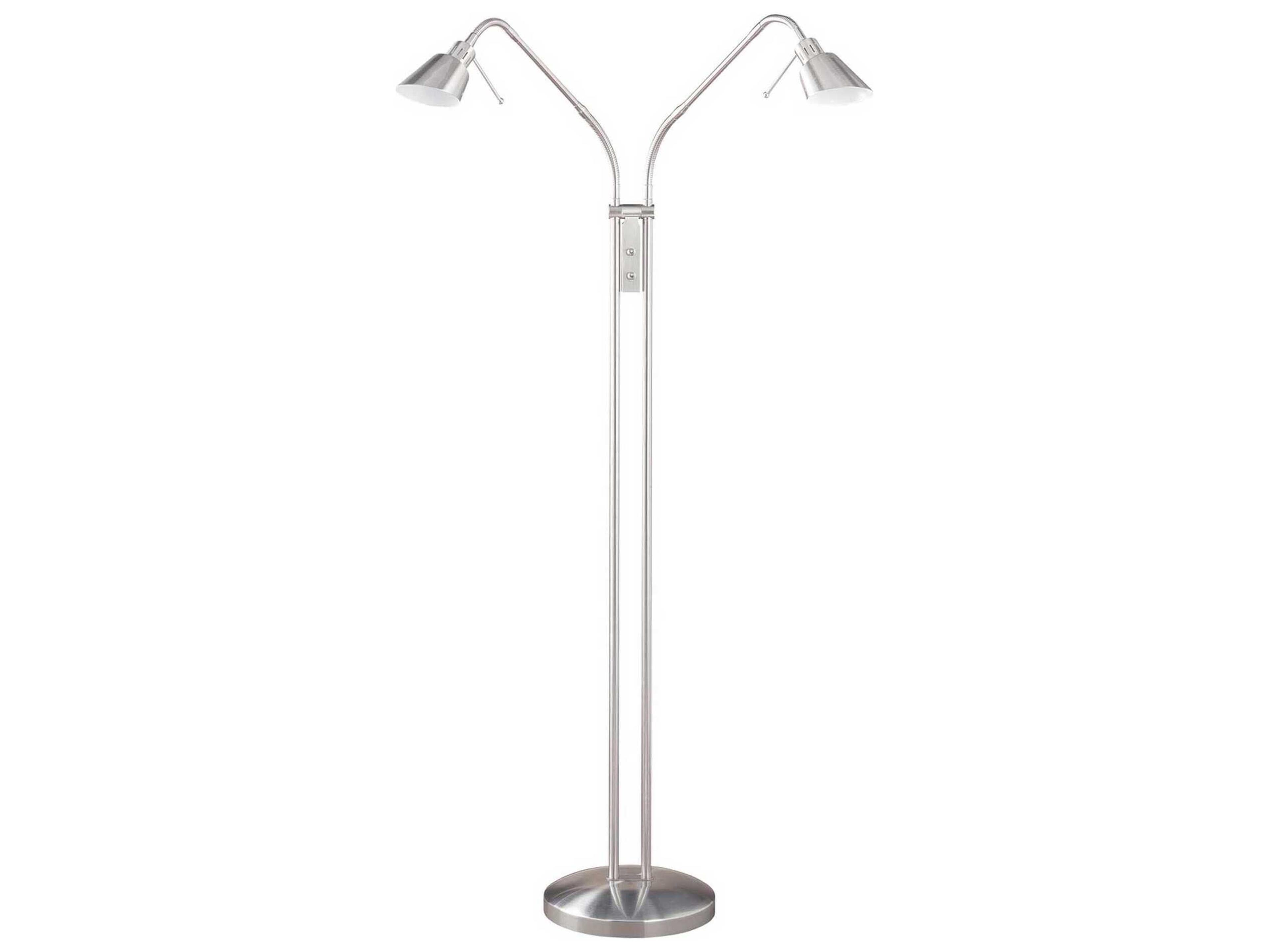 Olso Twins Satin Nickel Floor Lamp