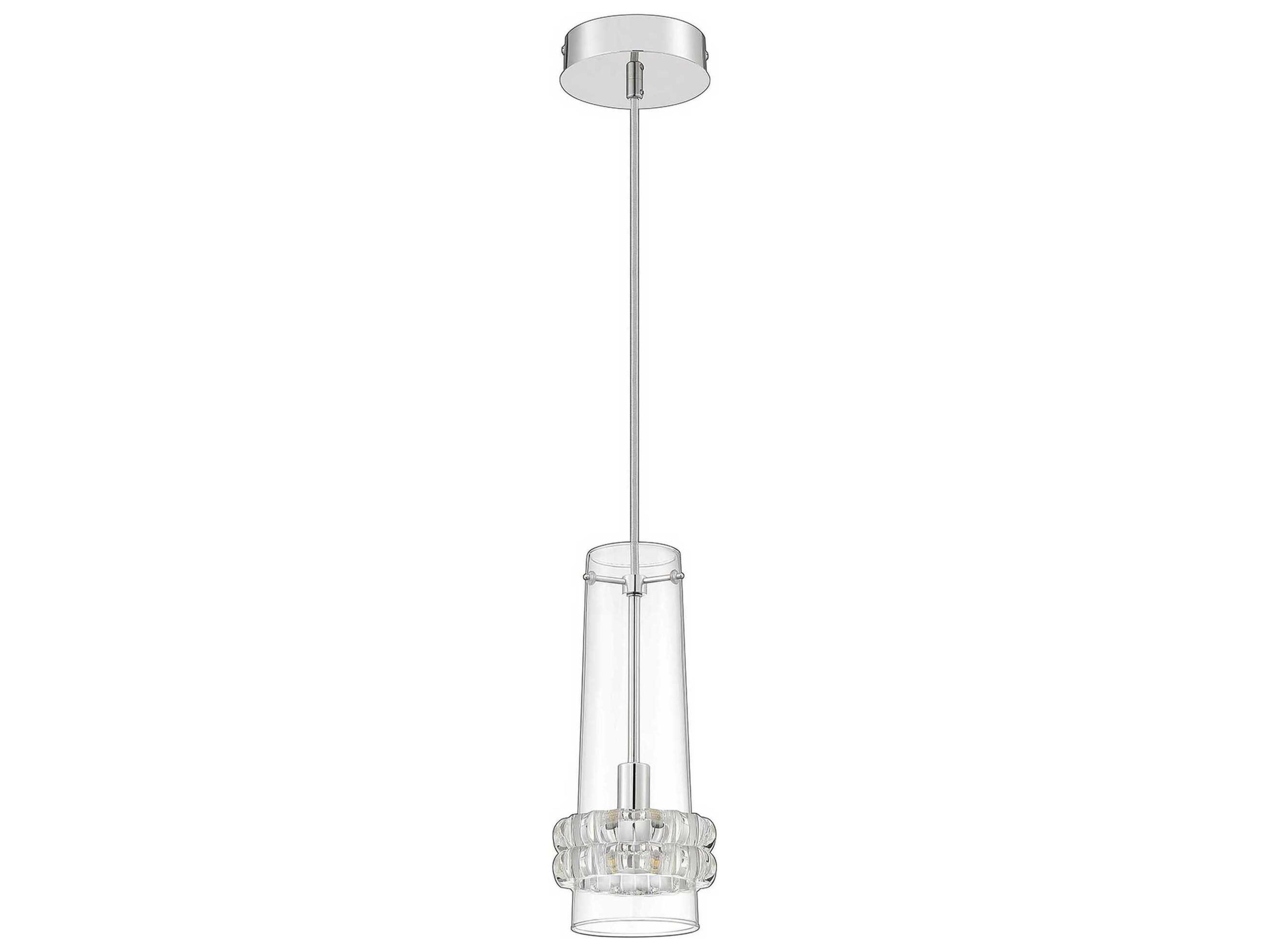Cloe 1-Light Chrome Crystal Glass Cylinder Mini Pendant