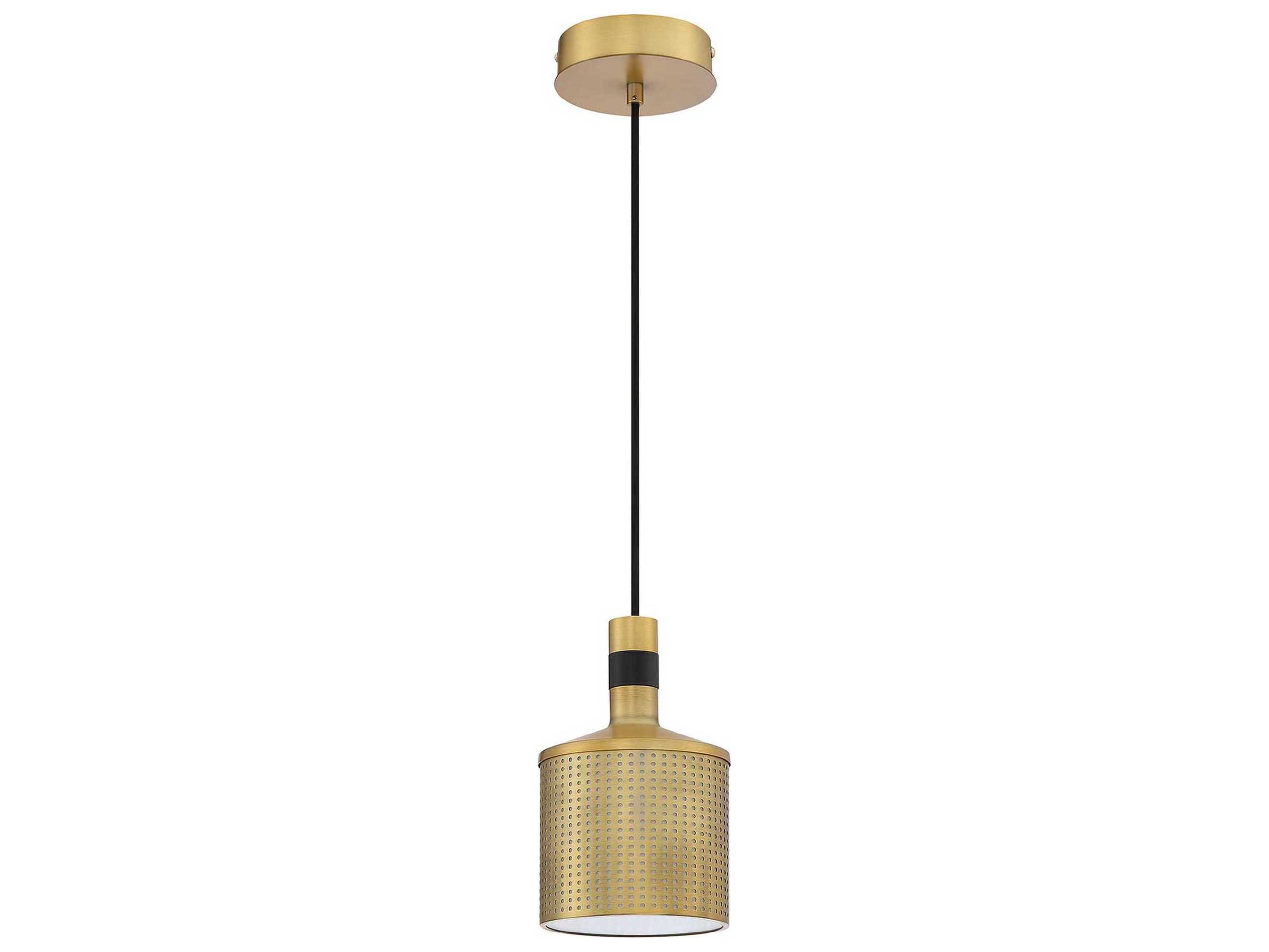 Axis 1-Light Brass Black Drum Mini Pendant