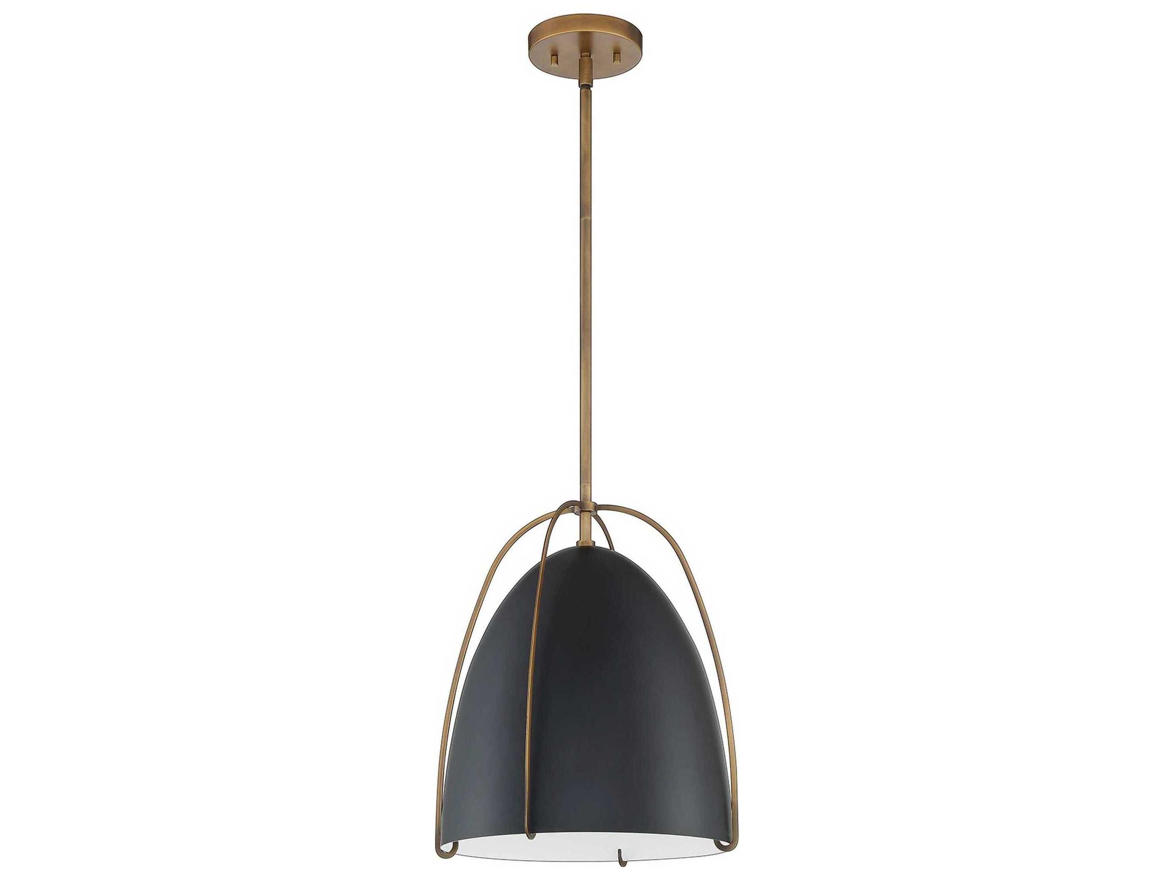 VILIA 1-Light Black and Brass Metal Shade Pendant Light