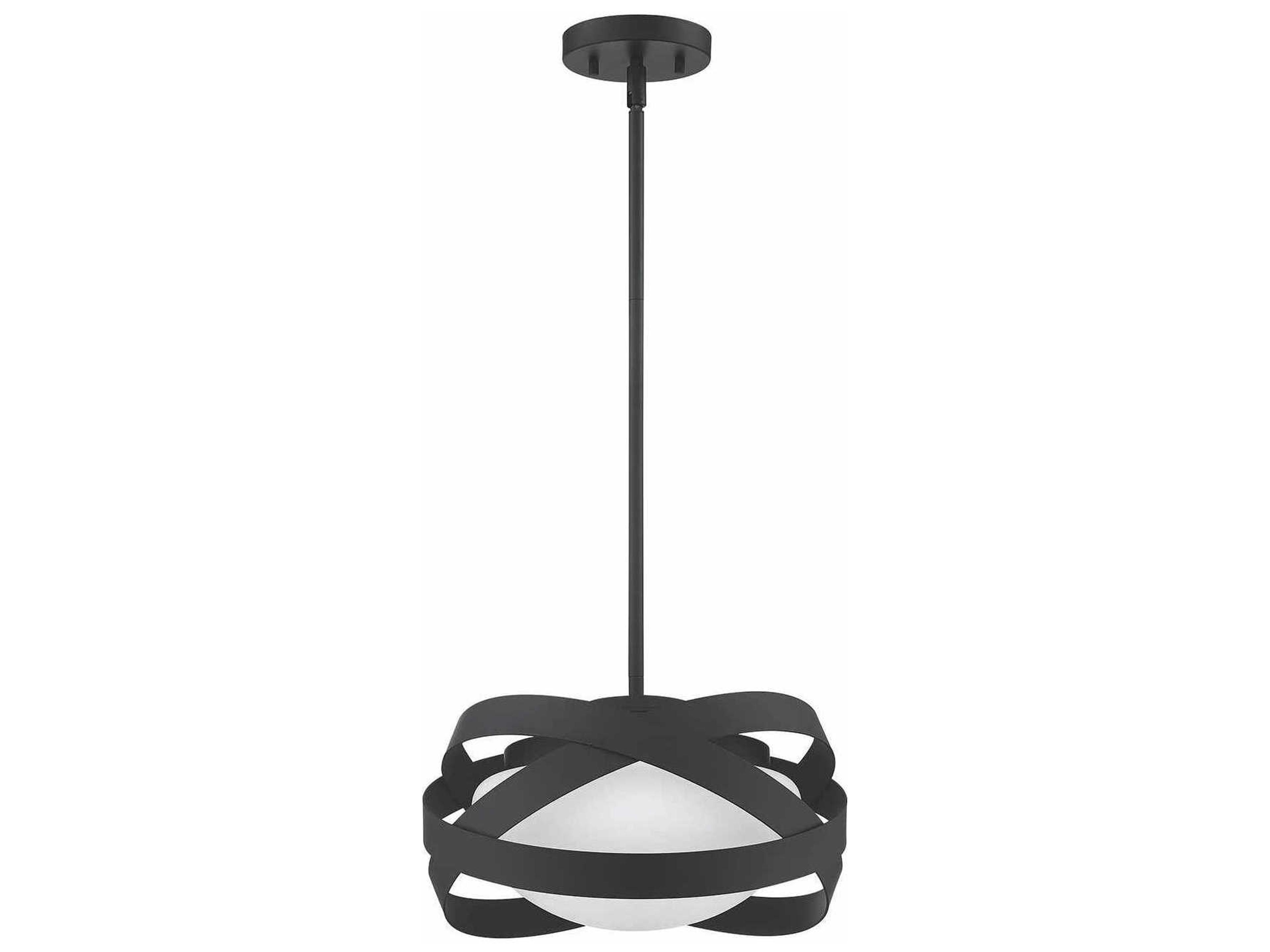Saturn 1-Light Black Glass Pendant