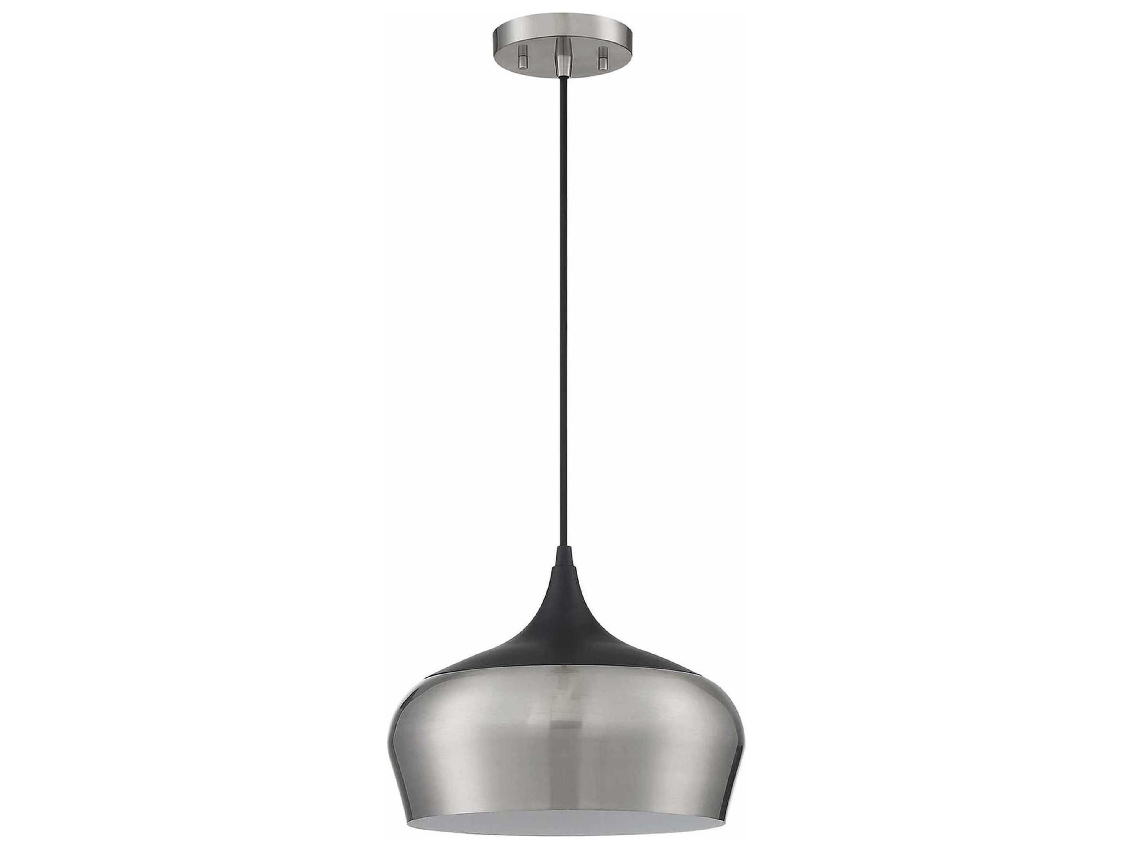 Orian 1-Light Satin Nickel Black Mini Pendant