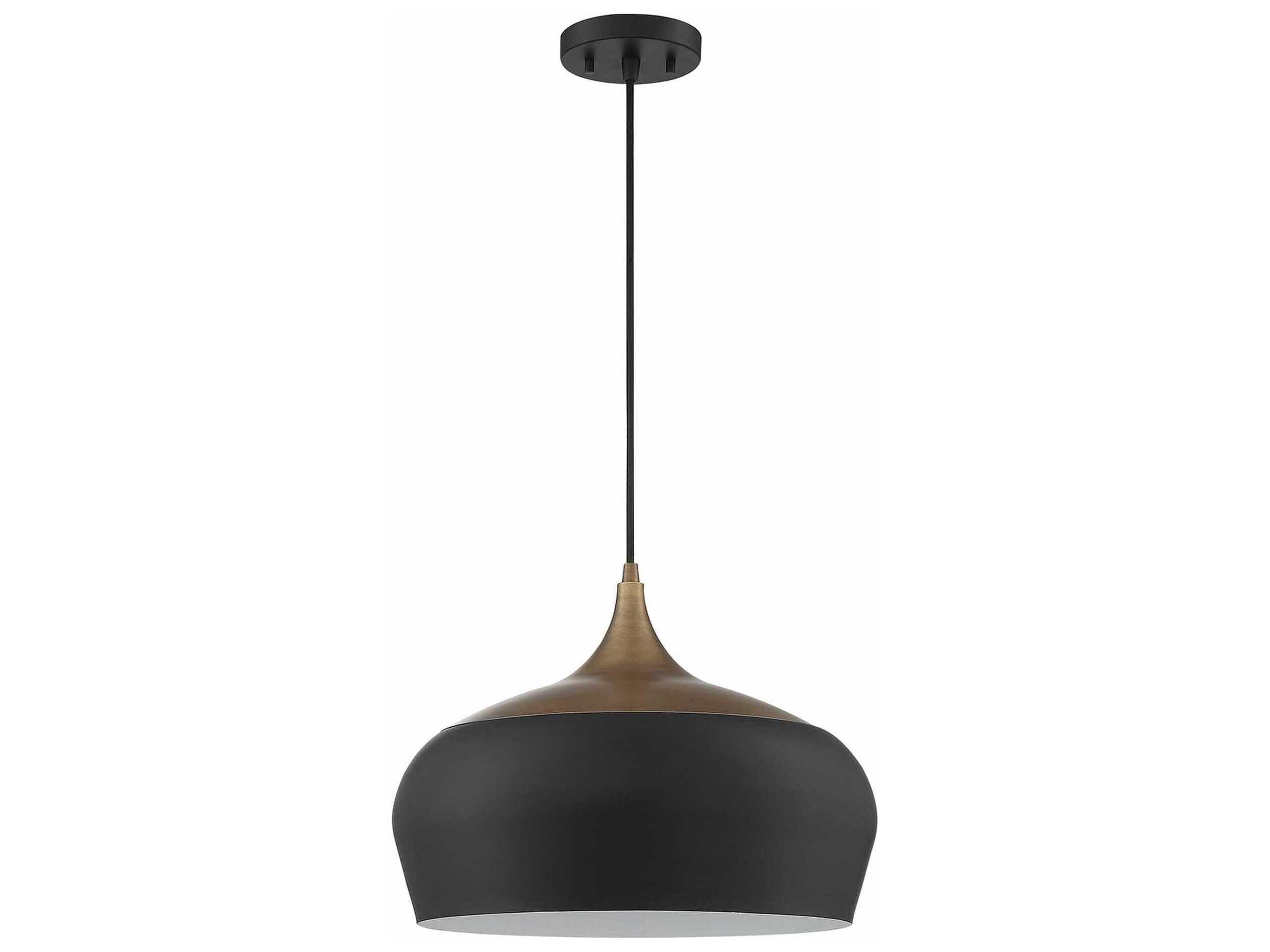 Lighting Orian Grande 1-Light Medium Base Pendant Light in Black and Brass