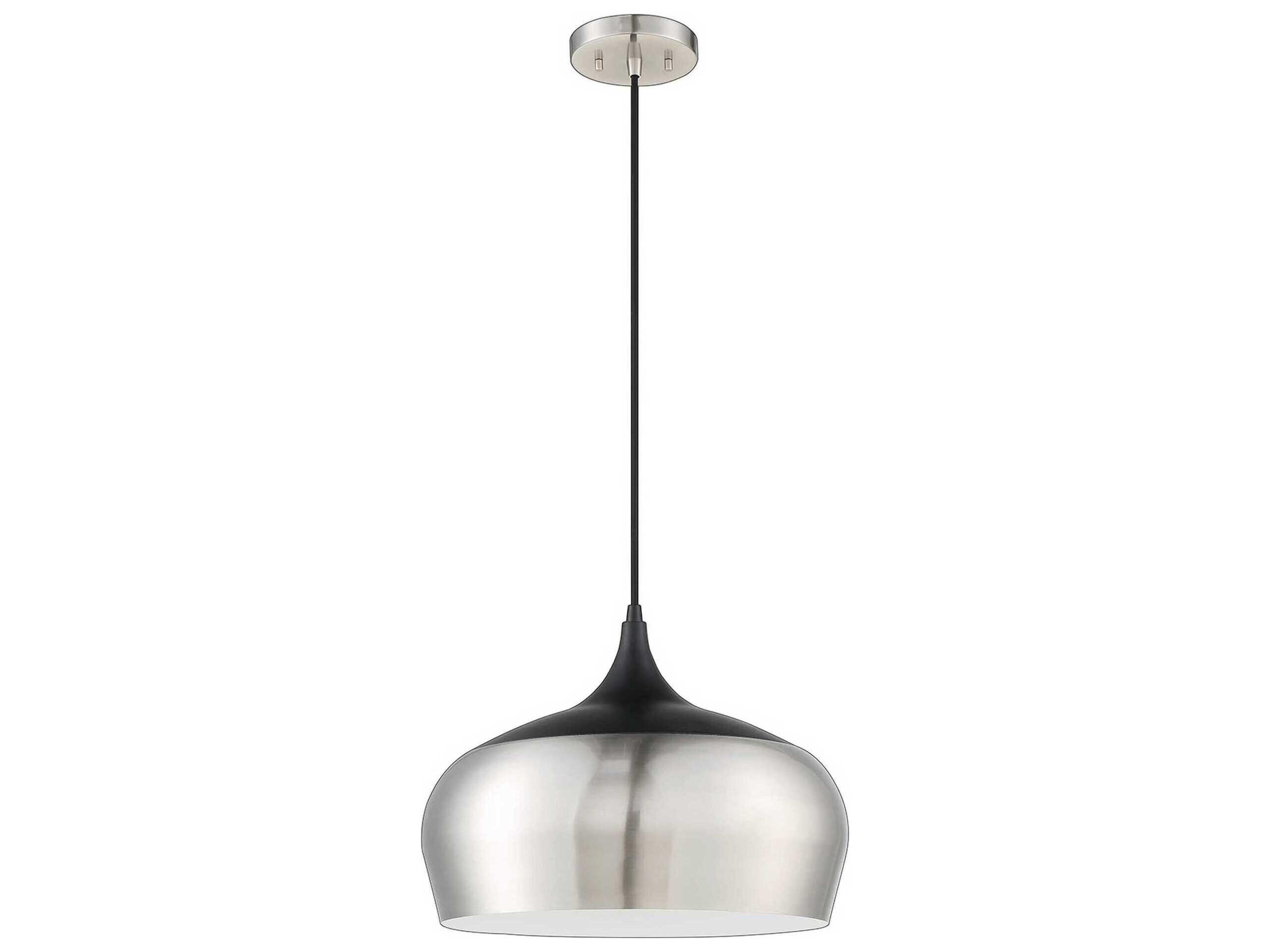 Orian 1-Light Satin Nickel Black Pendant
