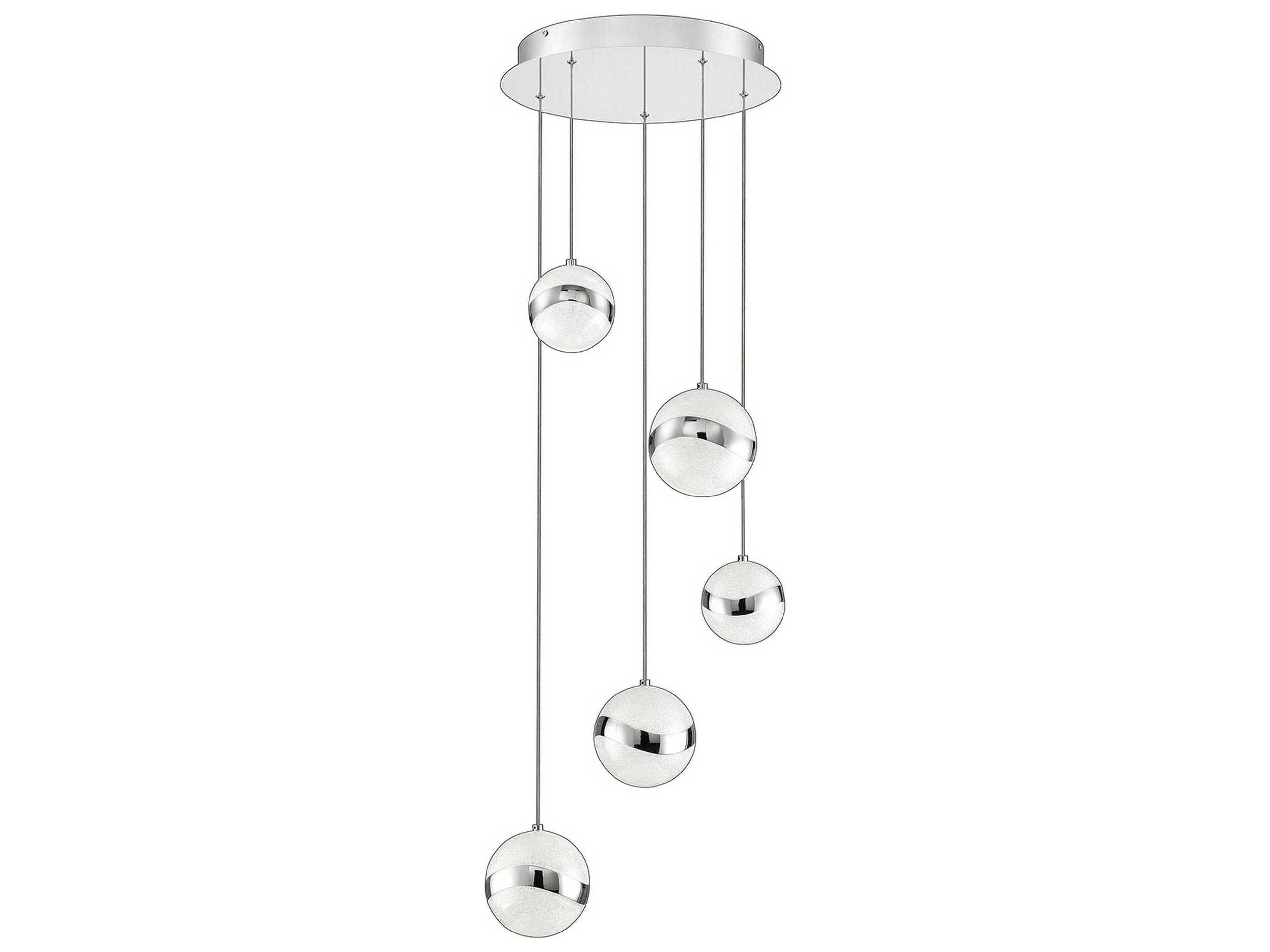 Mystyke 5-Light Chrome LED Globe Pendant