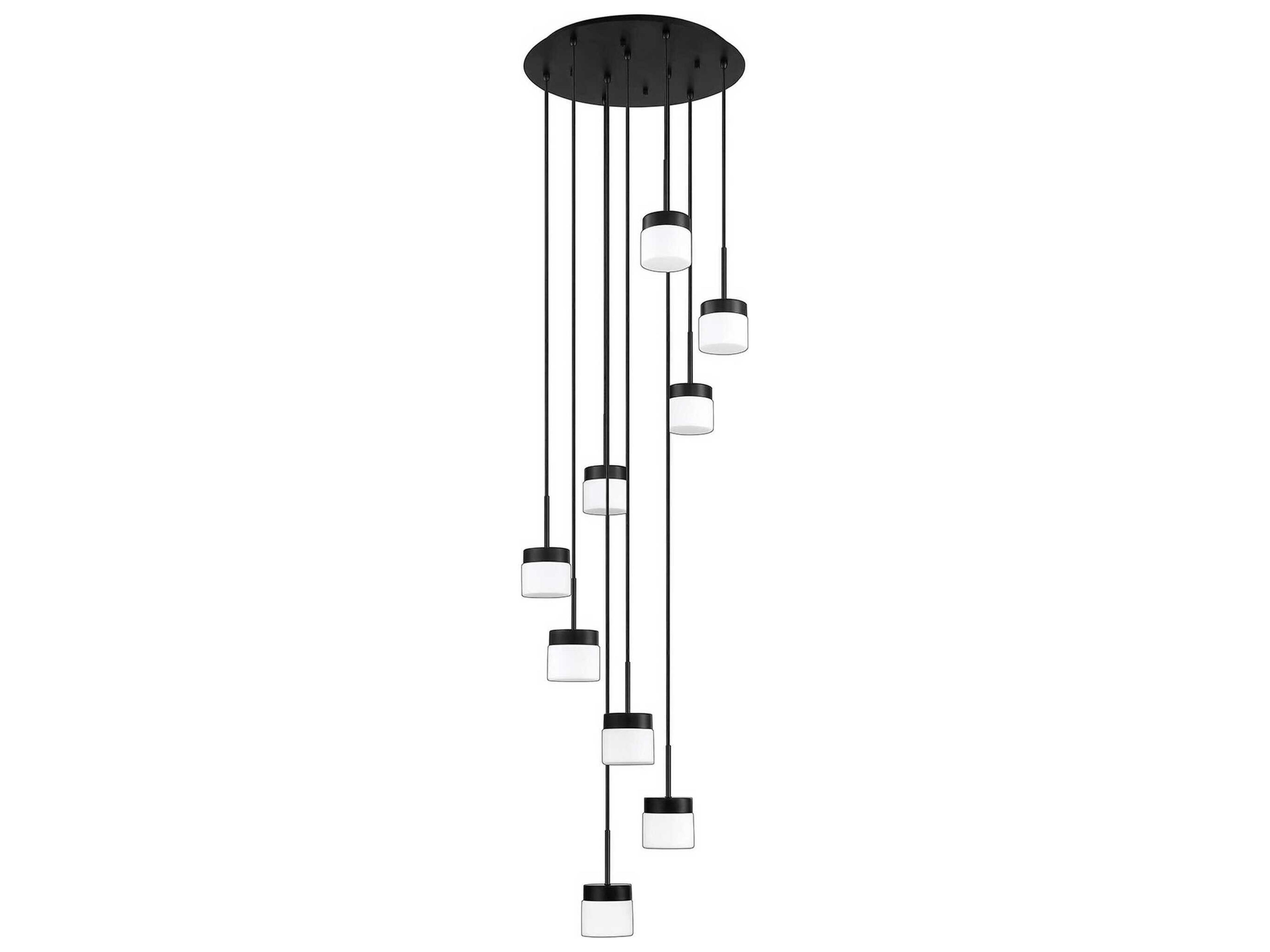 Nuon 9-Light Black Glass Drum Pendant