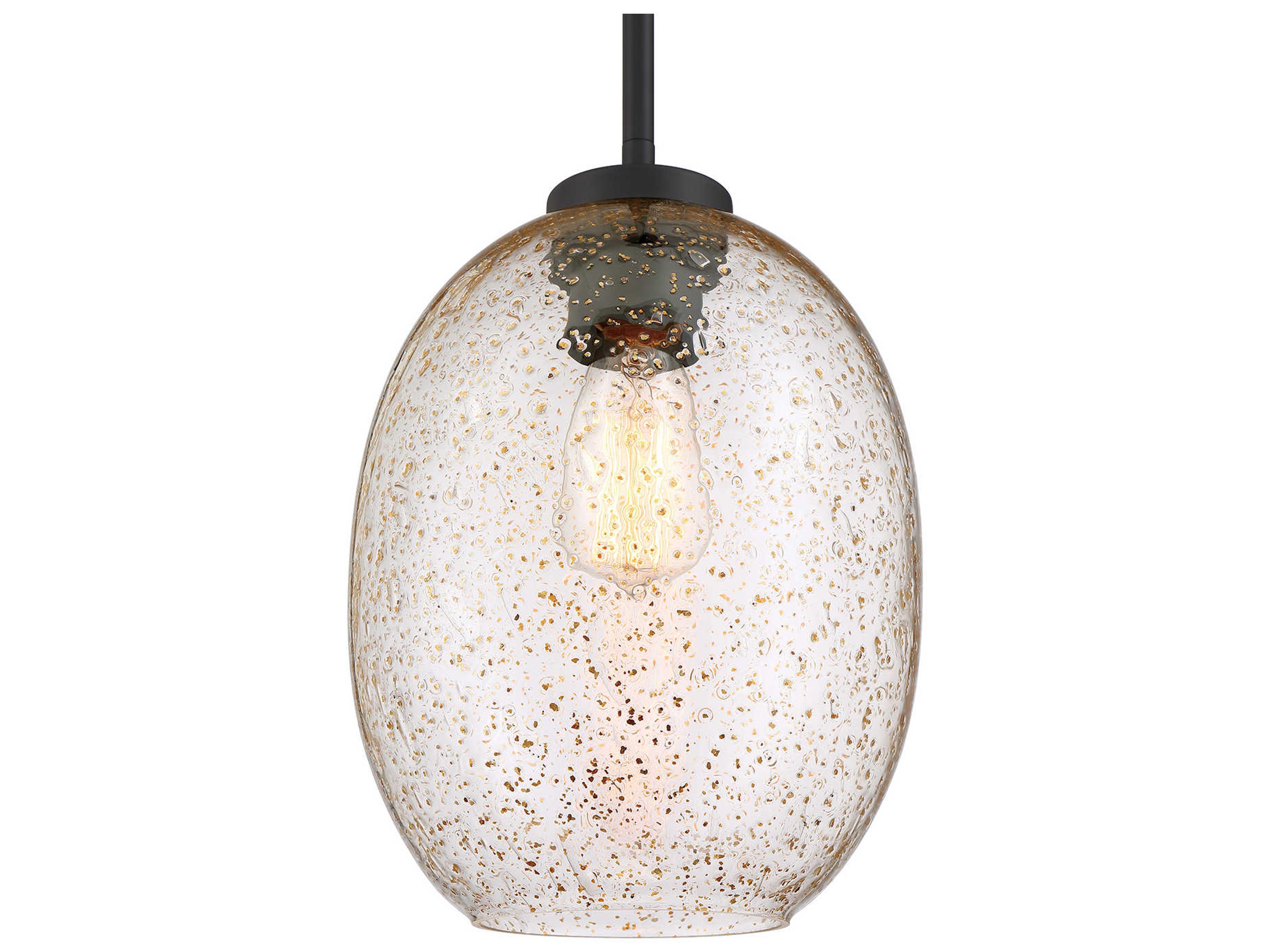 Kendal Razzle 1-Light Black Glass Mini Pendant