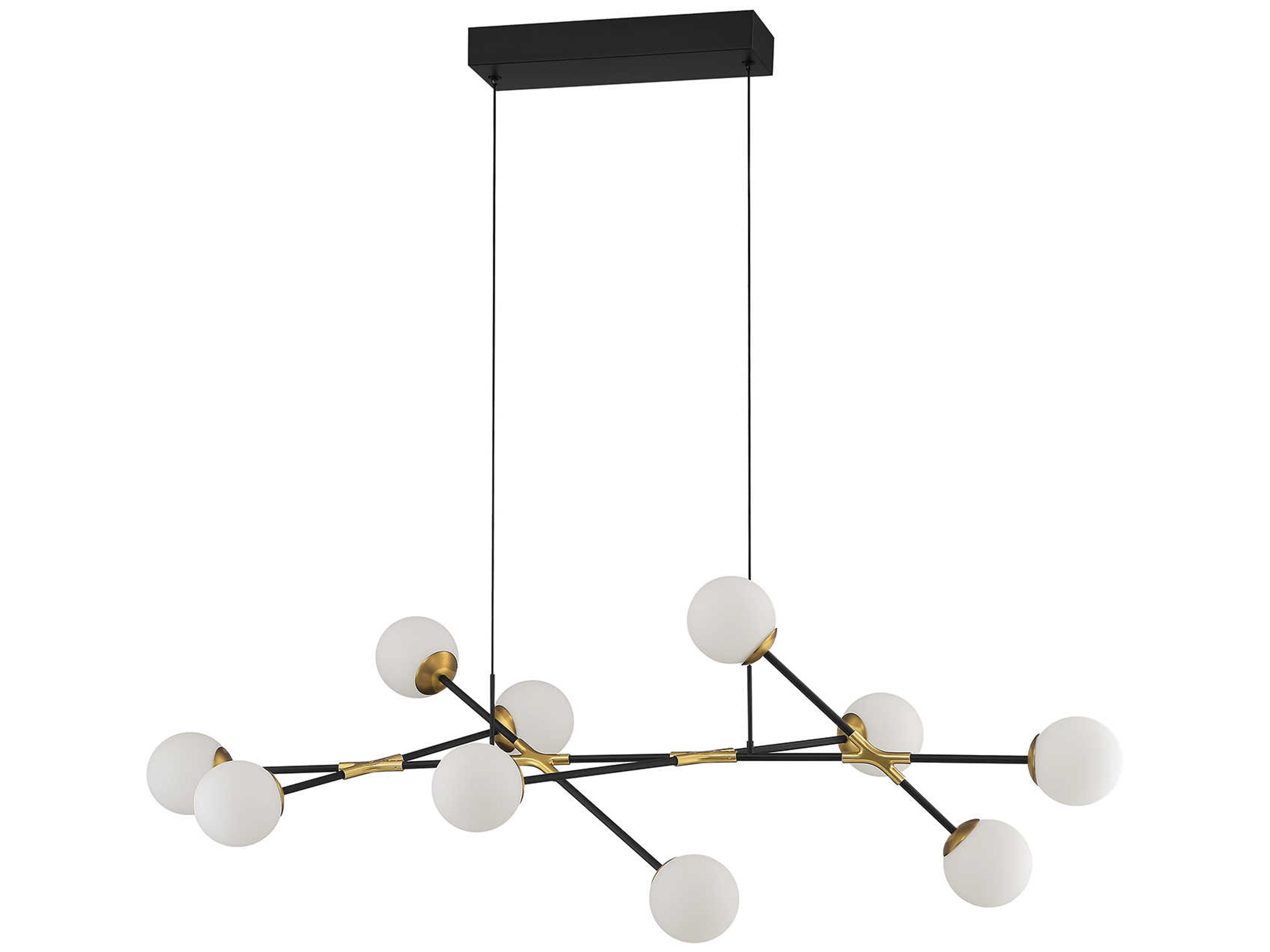 Calipso 10-Light Black Brass Glass Globe Island Pendant