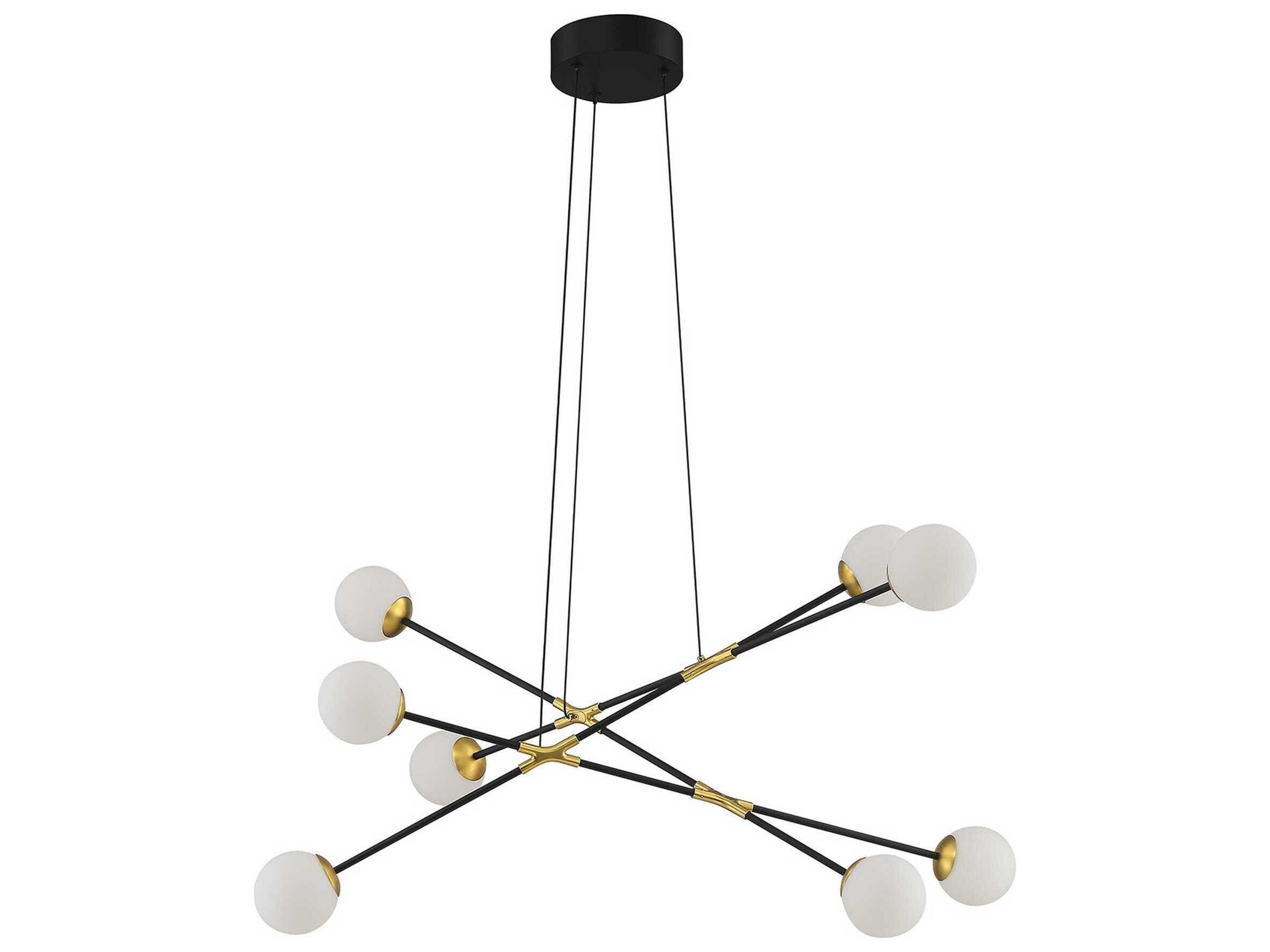 Calipso 8-Light Black Brass Glass Globe Pendant