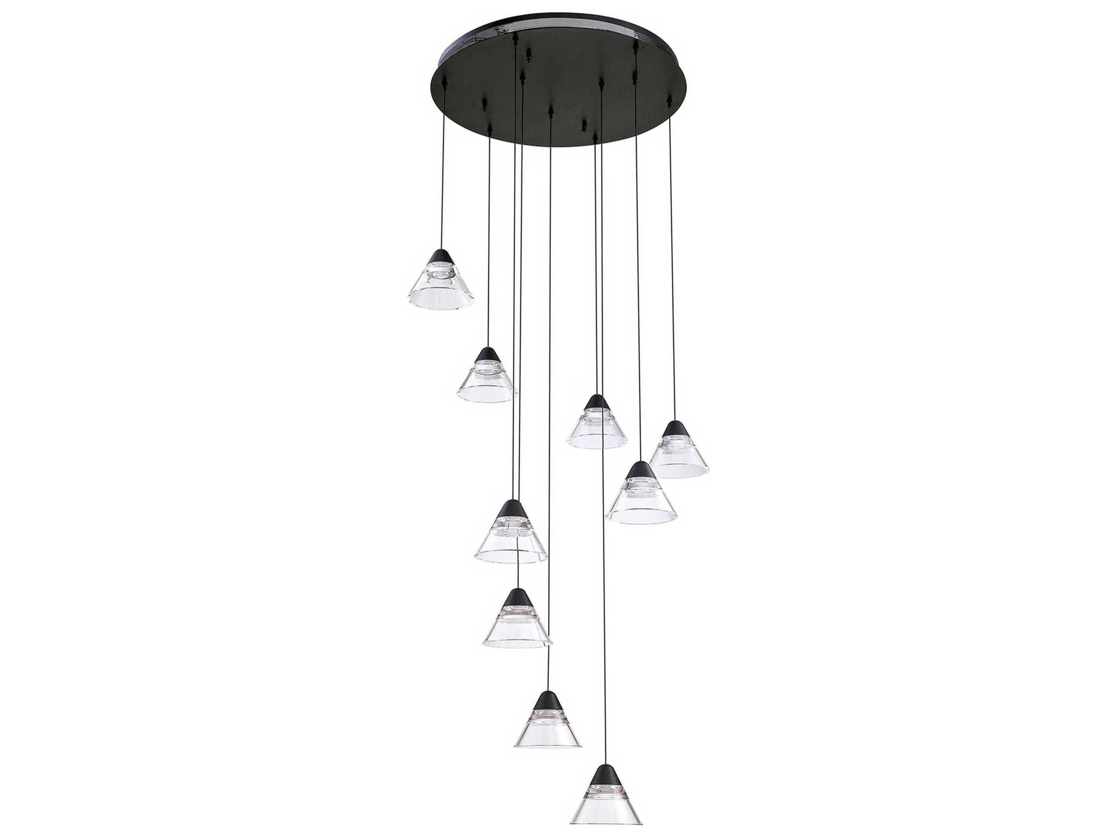 Geo 9-Light Black Glass Pendant
