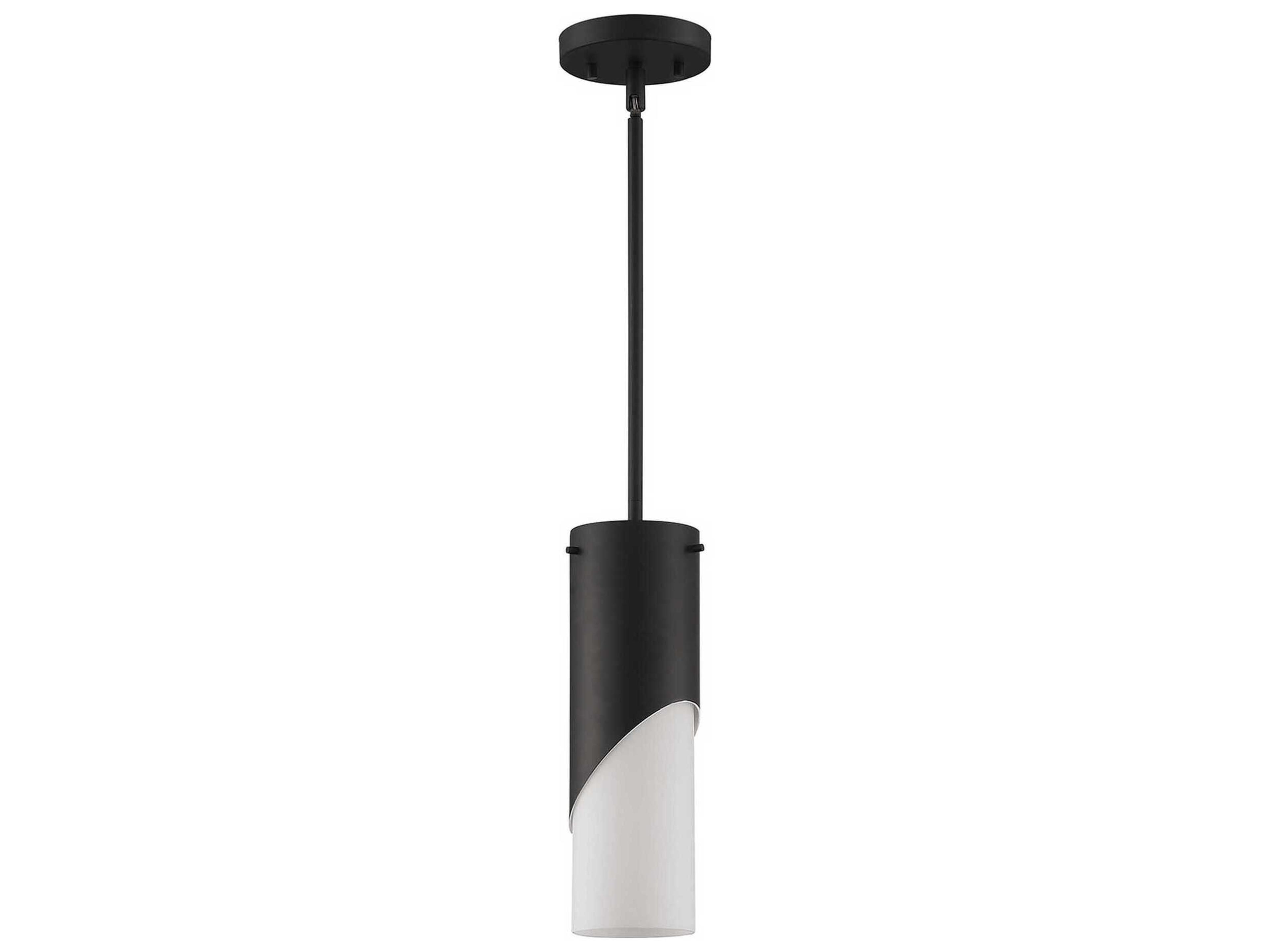 Callisto 1-Light Black Glass Cylinder Mini Pendant