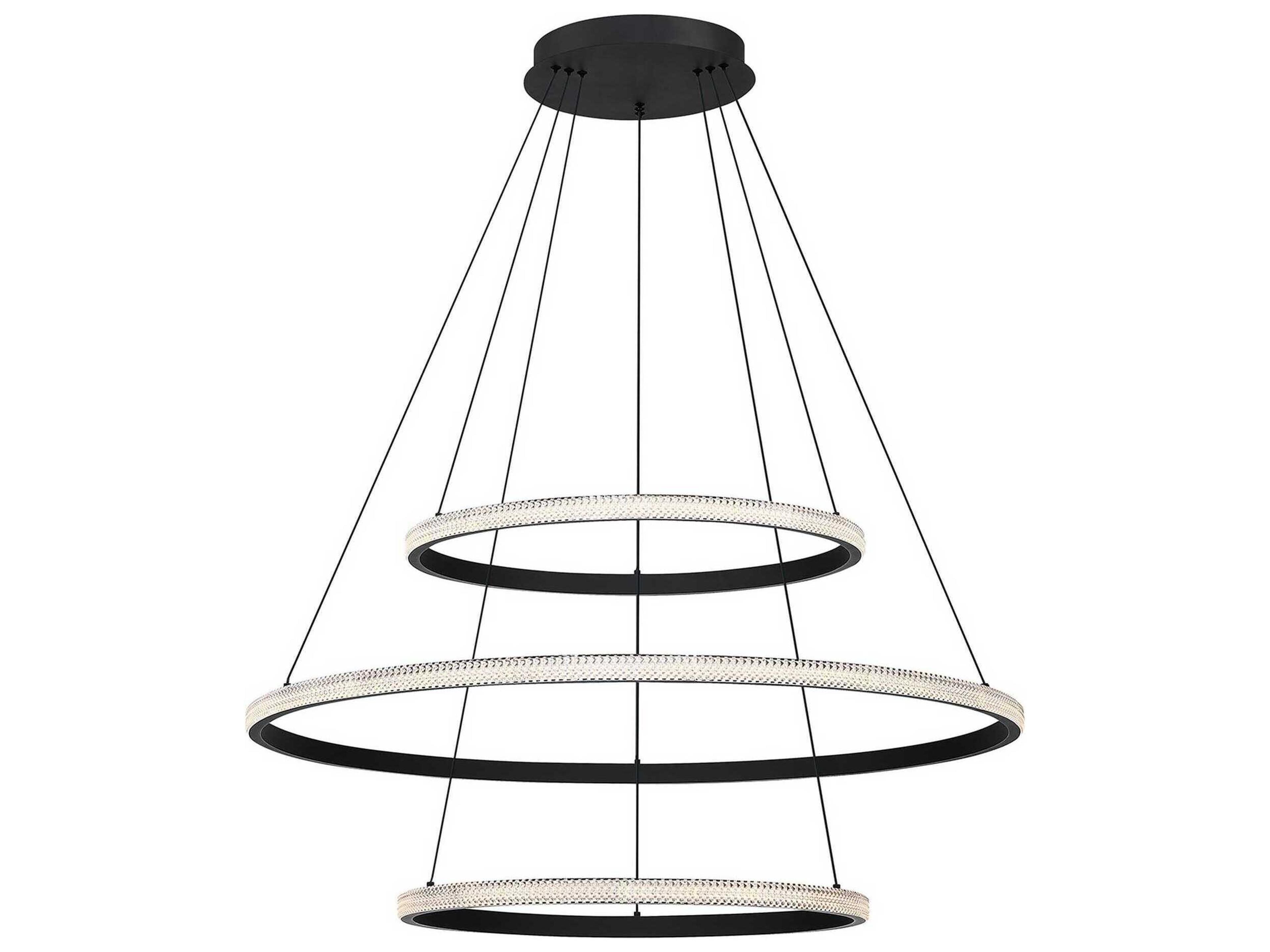 Kendal Prado 3-Light Black LED Round Tiered Pendant