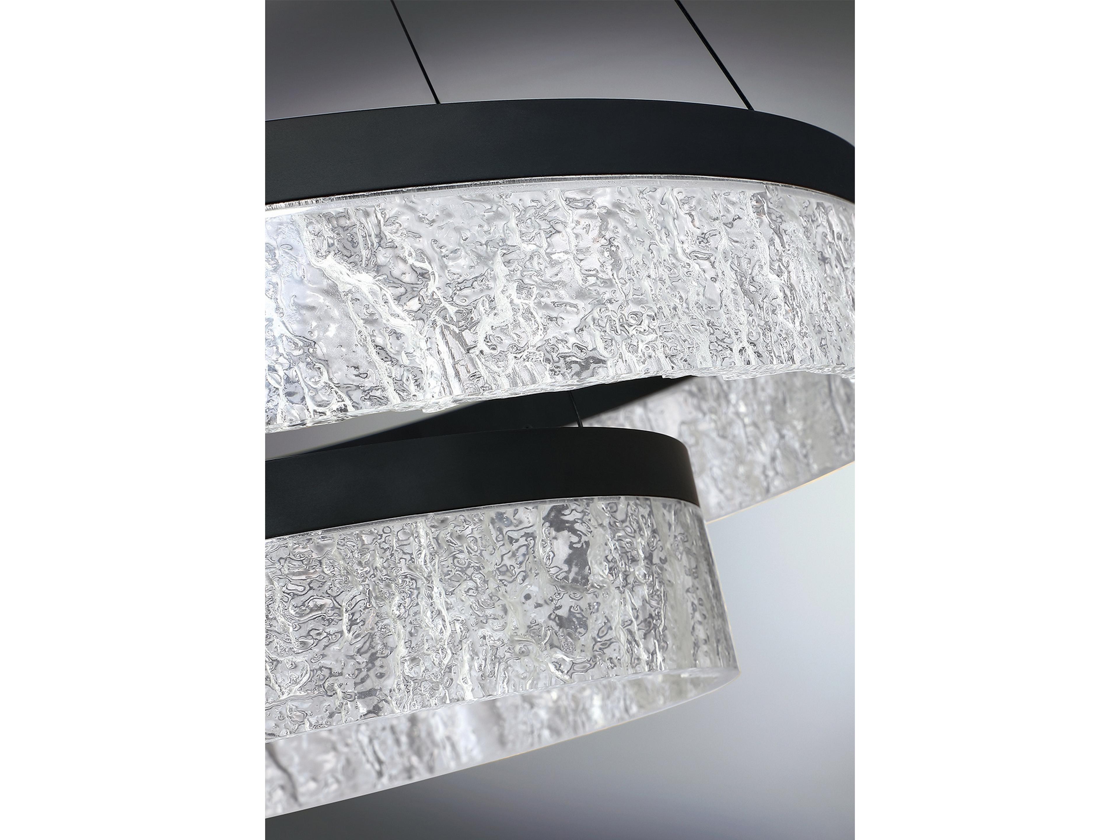 Kendal Arctic Ice 2-Light Black LED Round Tiered Pendant