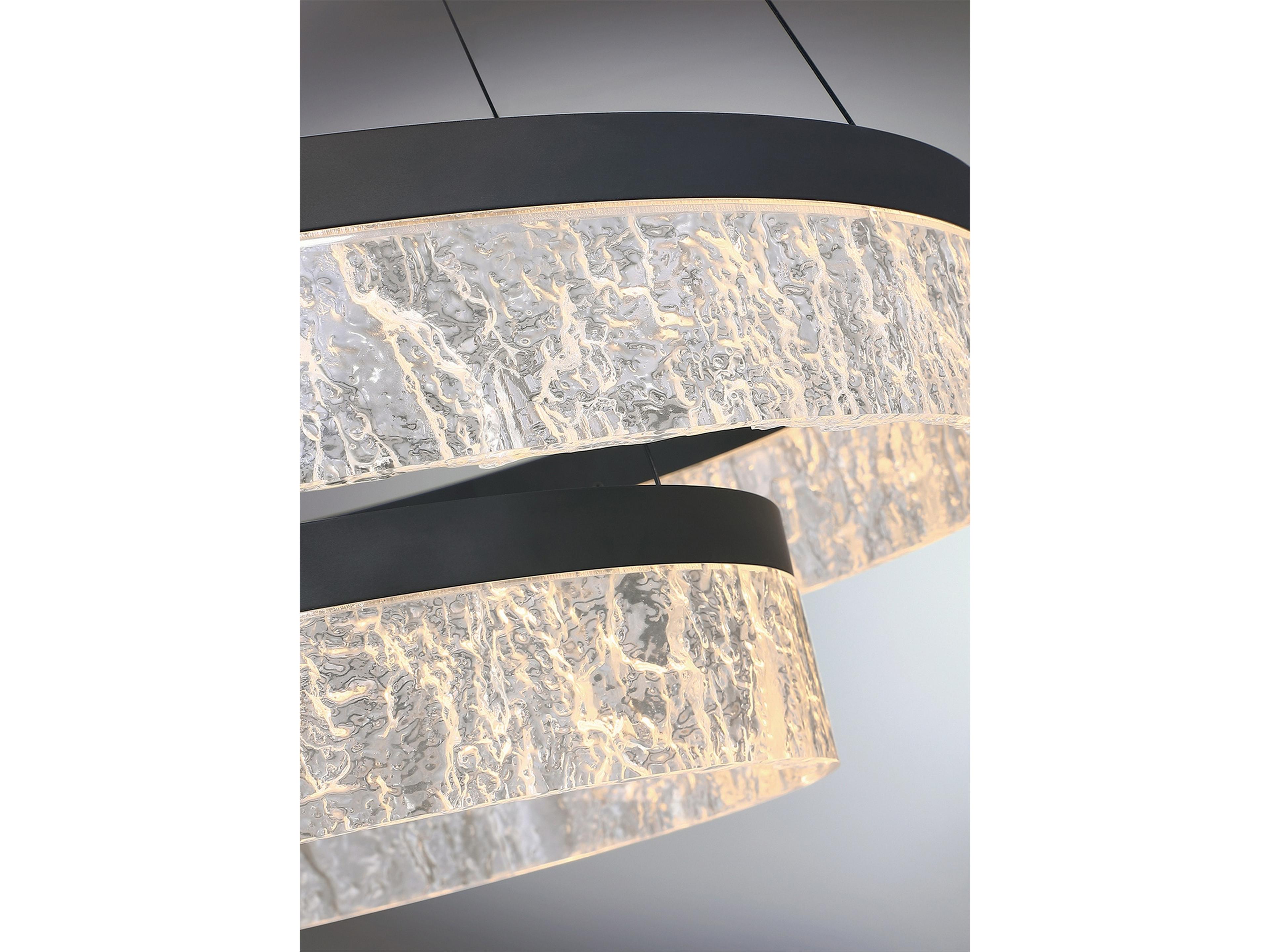 Kendal Arctic Ice 2-Light Black LED Round Tiered Pendant