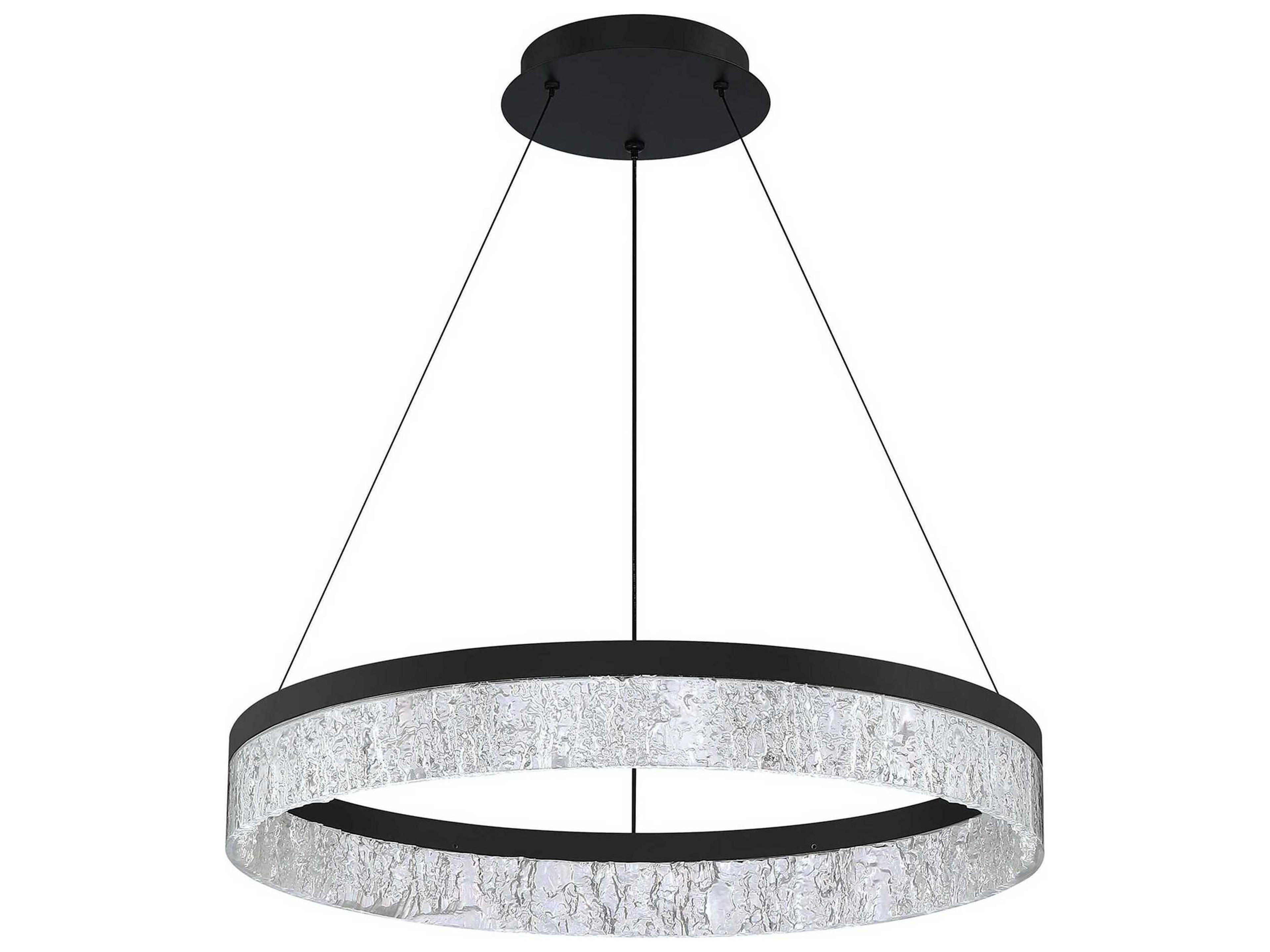 Arctic Ice 1-Light Black LED Round Pendant