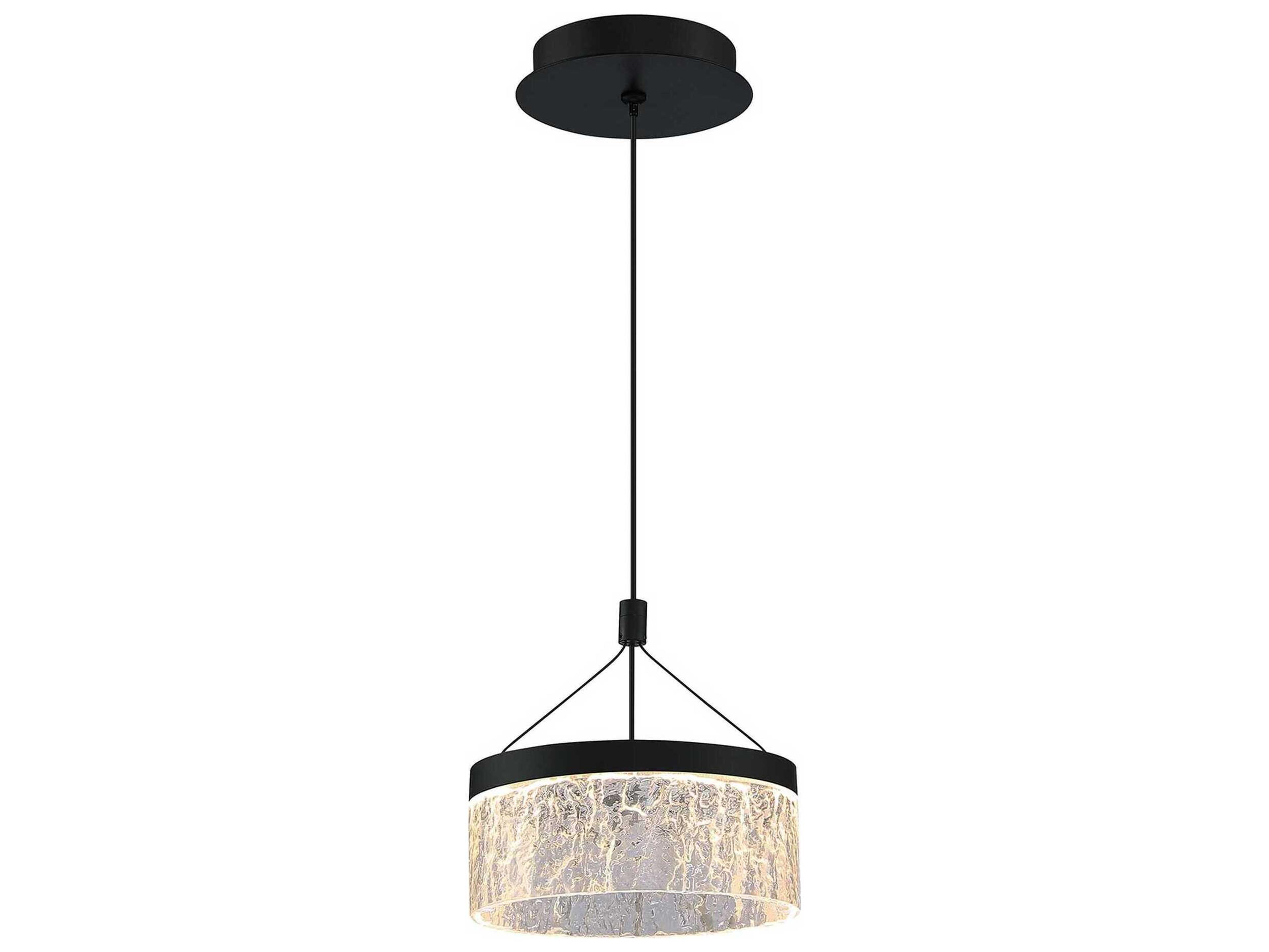 Kendal Arctic Ice 1-Light Black LED Round Mini Pendant