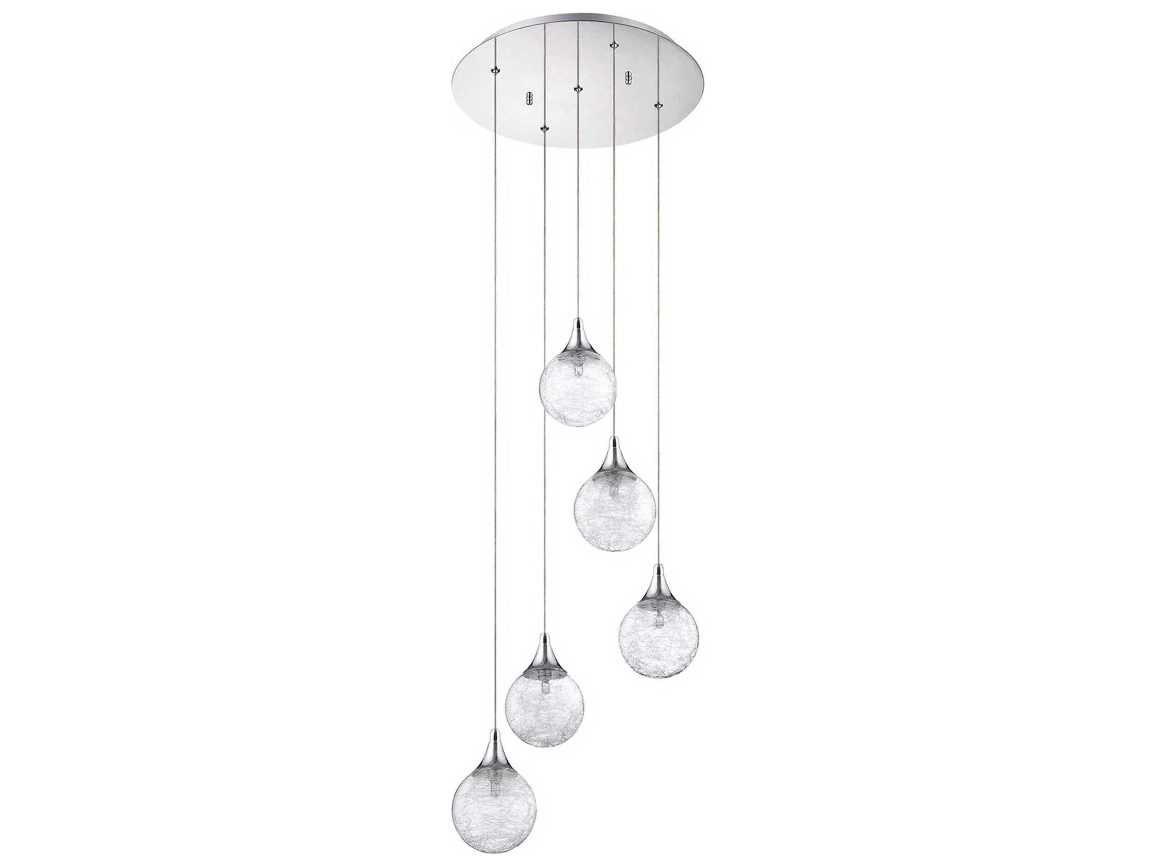 Fybra 5-Light Chrome Glass Globe Pendant