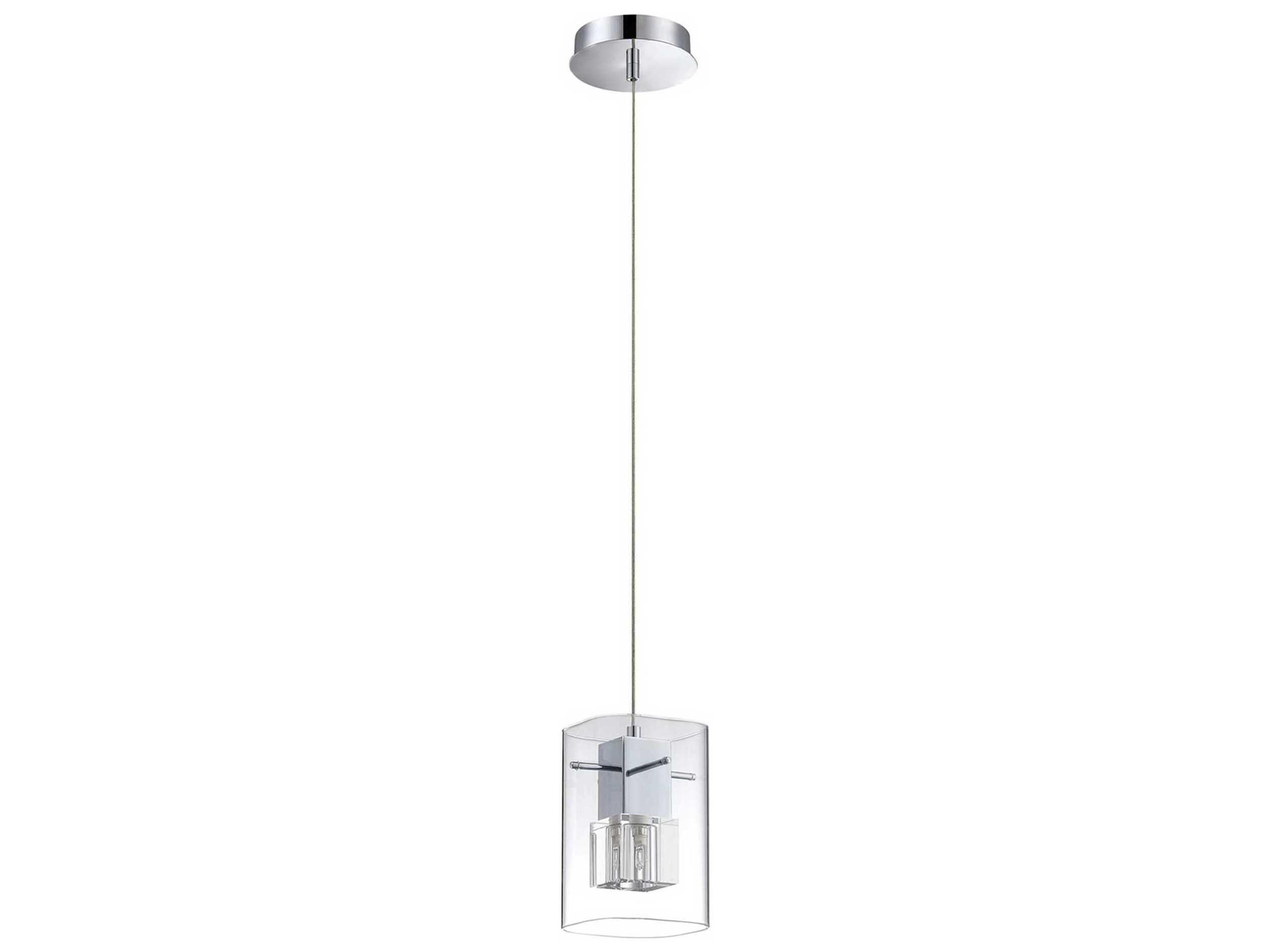 Metro 1-Light Chrome Crystal Glass Cylinder Mini Pendant