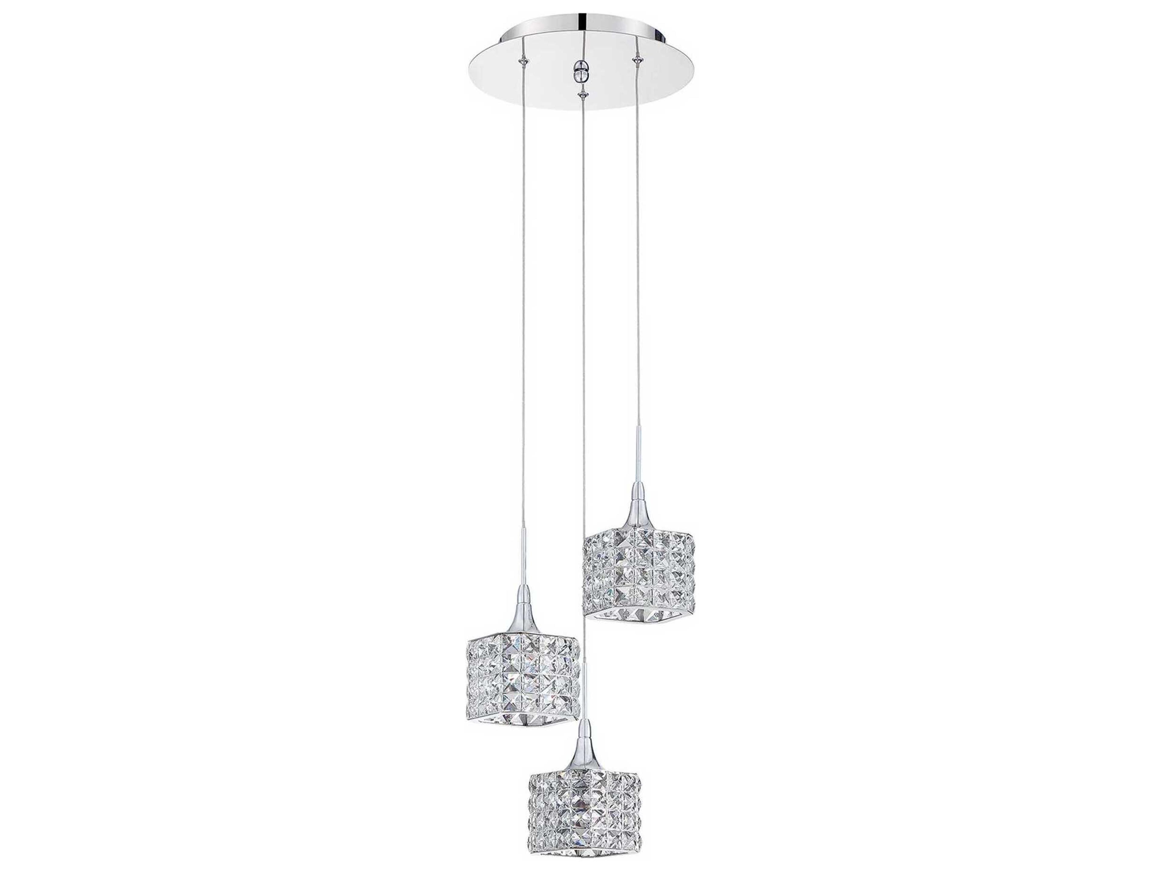 Shimera 3-Light Chrome Crystal Pendant