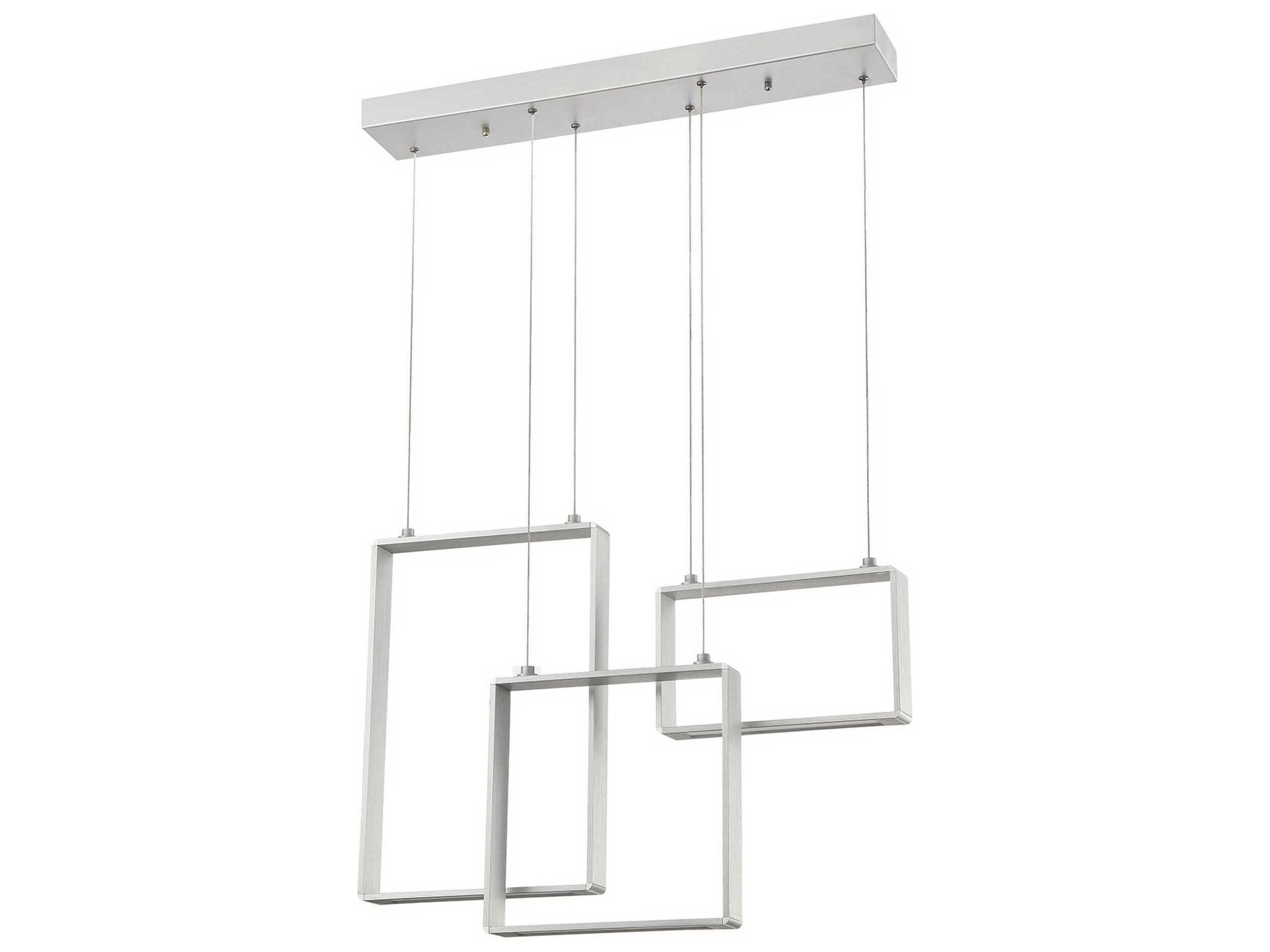 Quadron 3-Light Aluminum White LED Geometric Linear Pendant