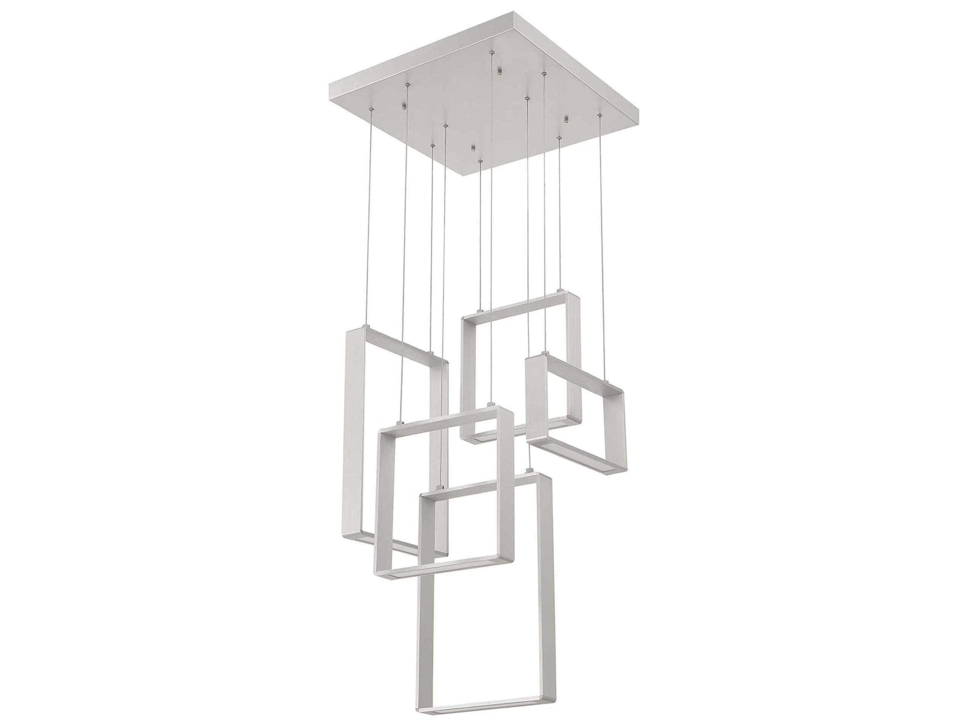 Quadron 5-Light Aluminum White LED Geometric Pendant