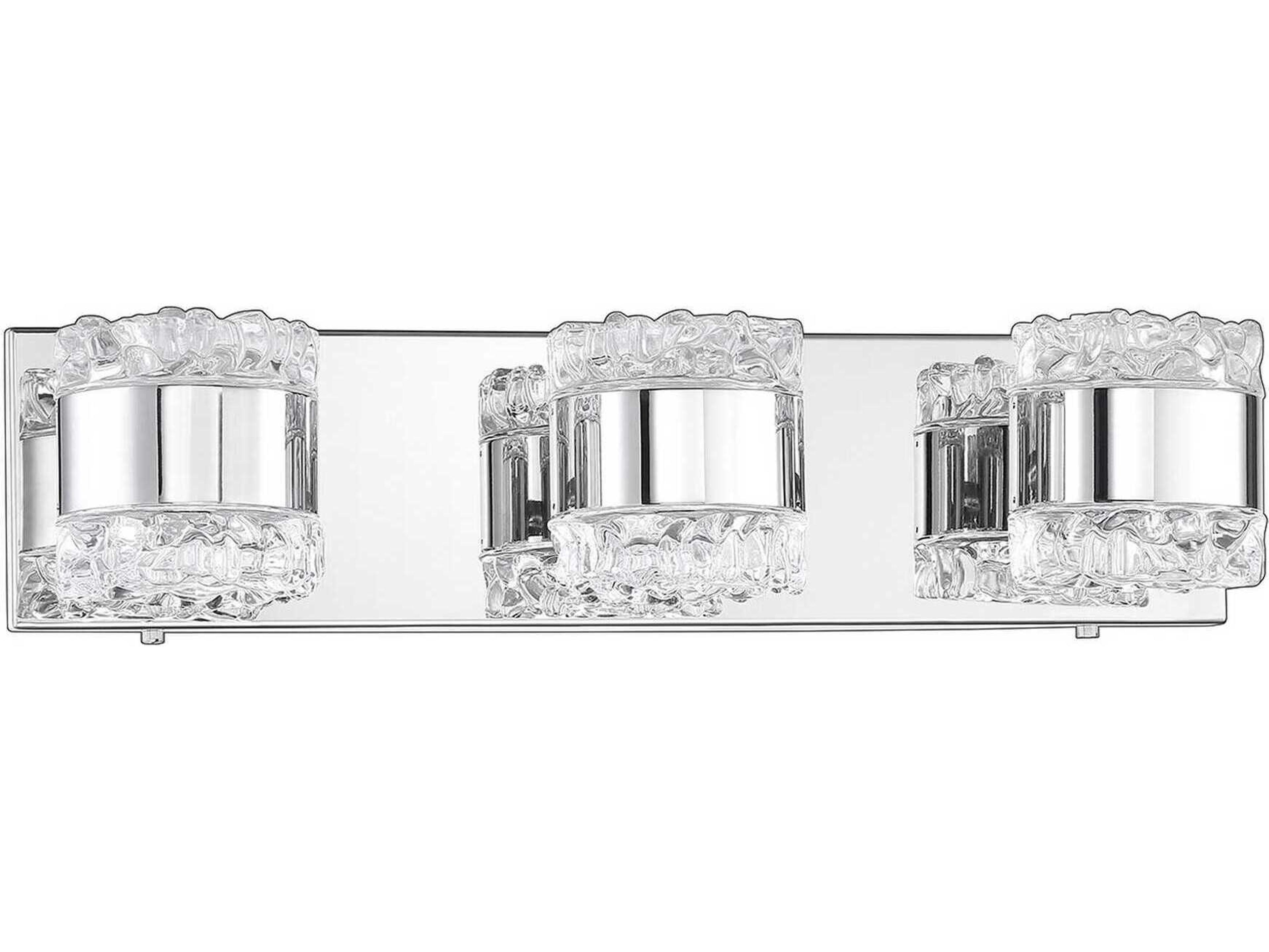 Kendal Bazil 3-Light Chrome Crystal Glass Vanity Light