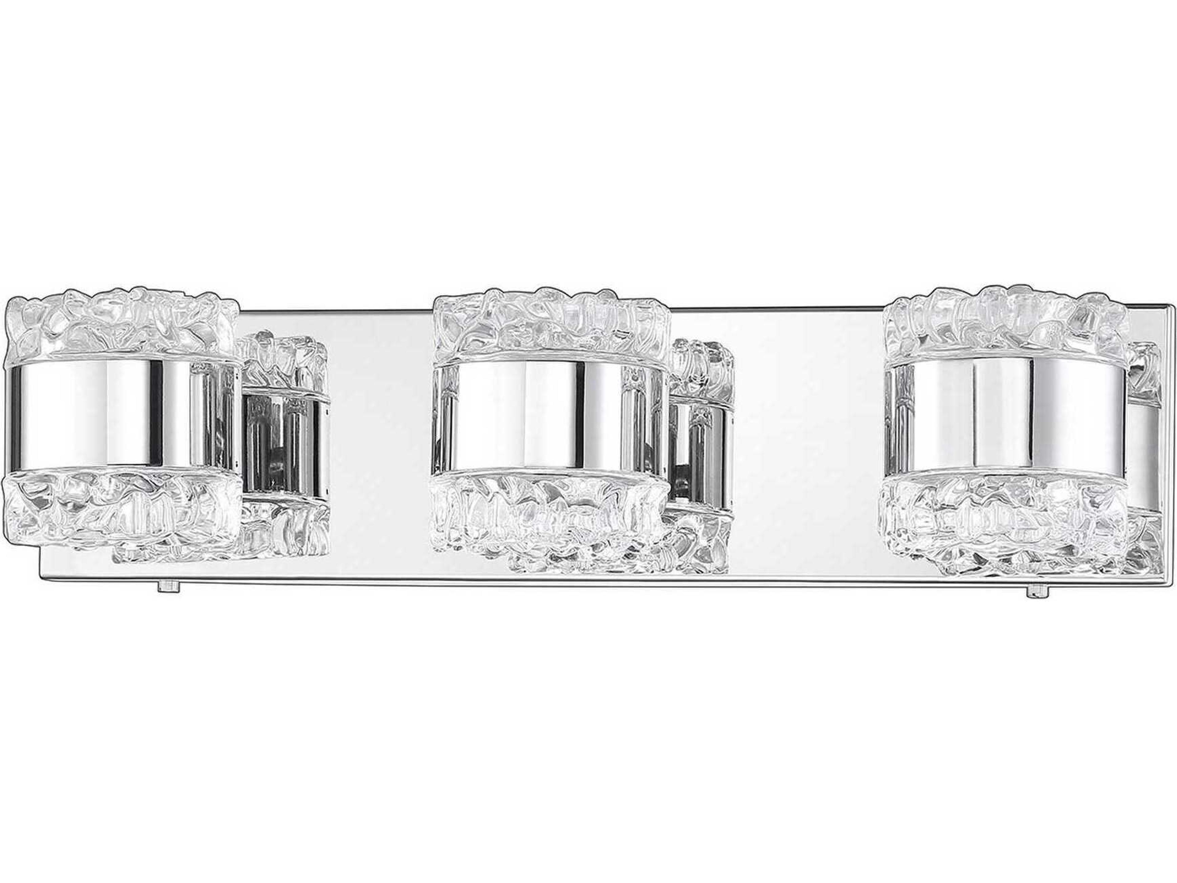 Kendal Bazil 3-Light Chrome Crystal Glass Vanity Light
