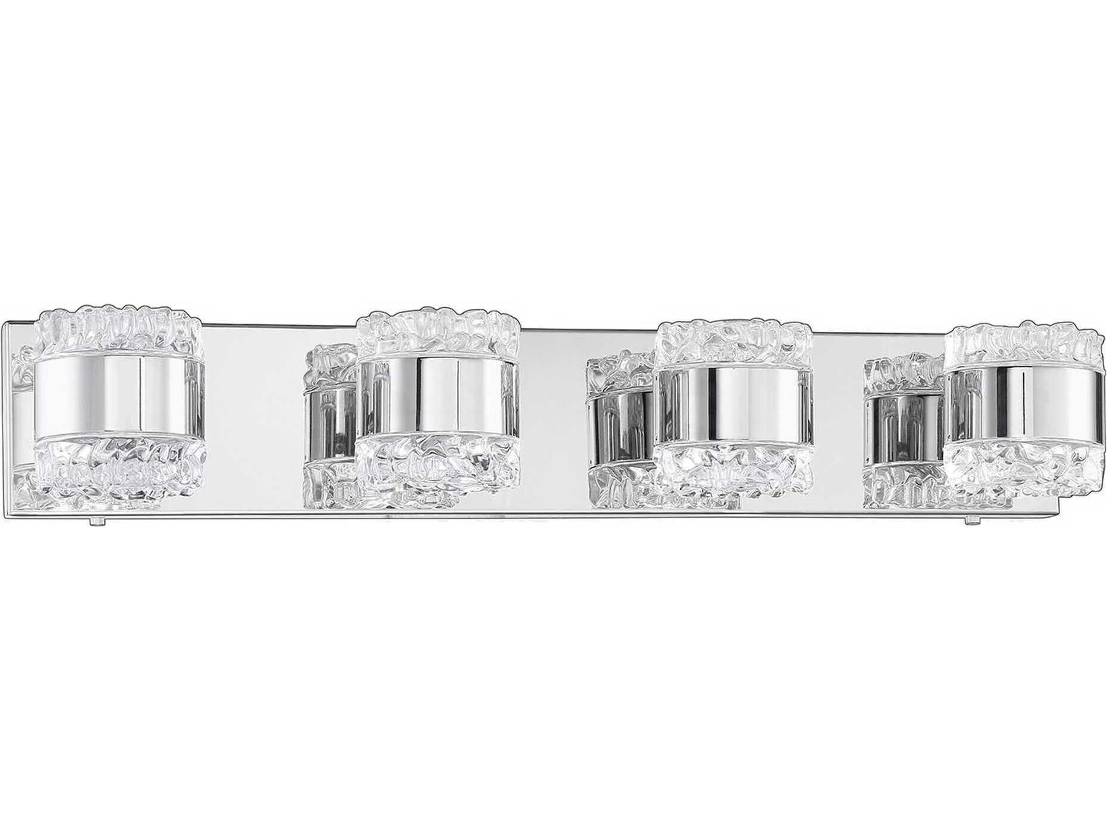 Bazil 4-Light Chrome Crystal Glass Vanity Light