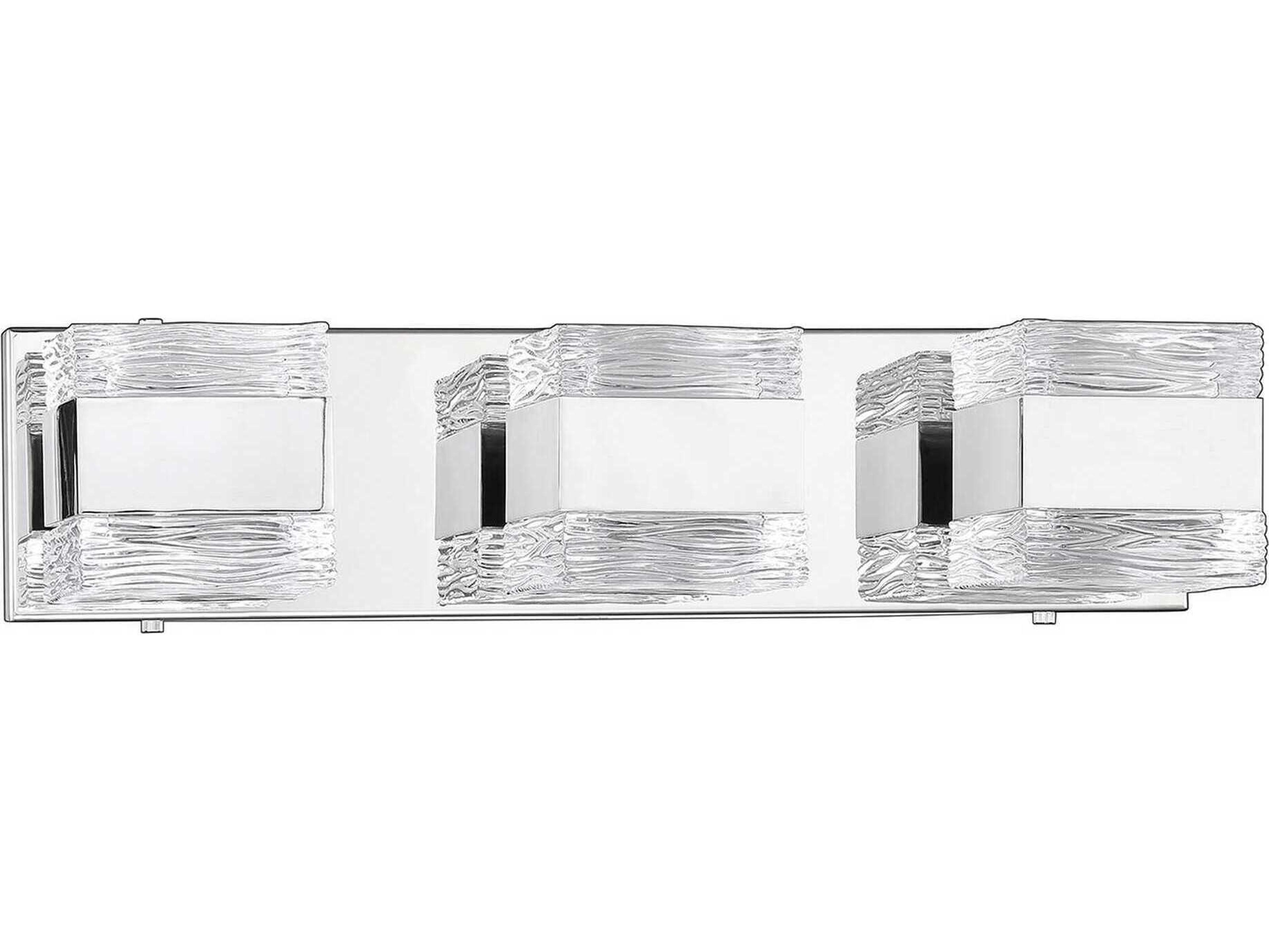 Cubix 3-Light Chrome Glass Vanity Light