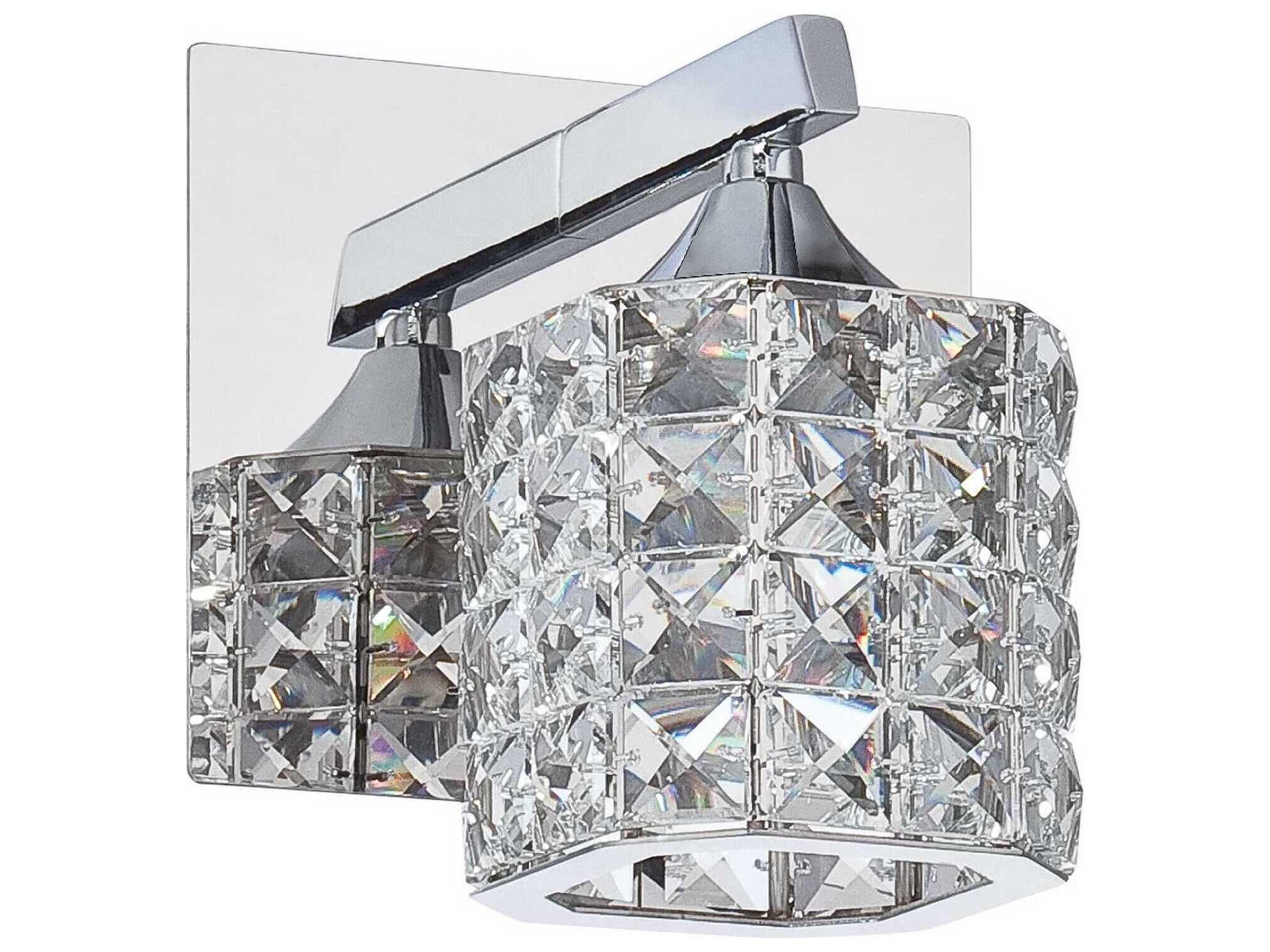 Shimera 1-Light Chrome Crystal Glass Wall Sconce