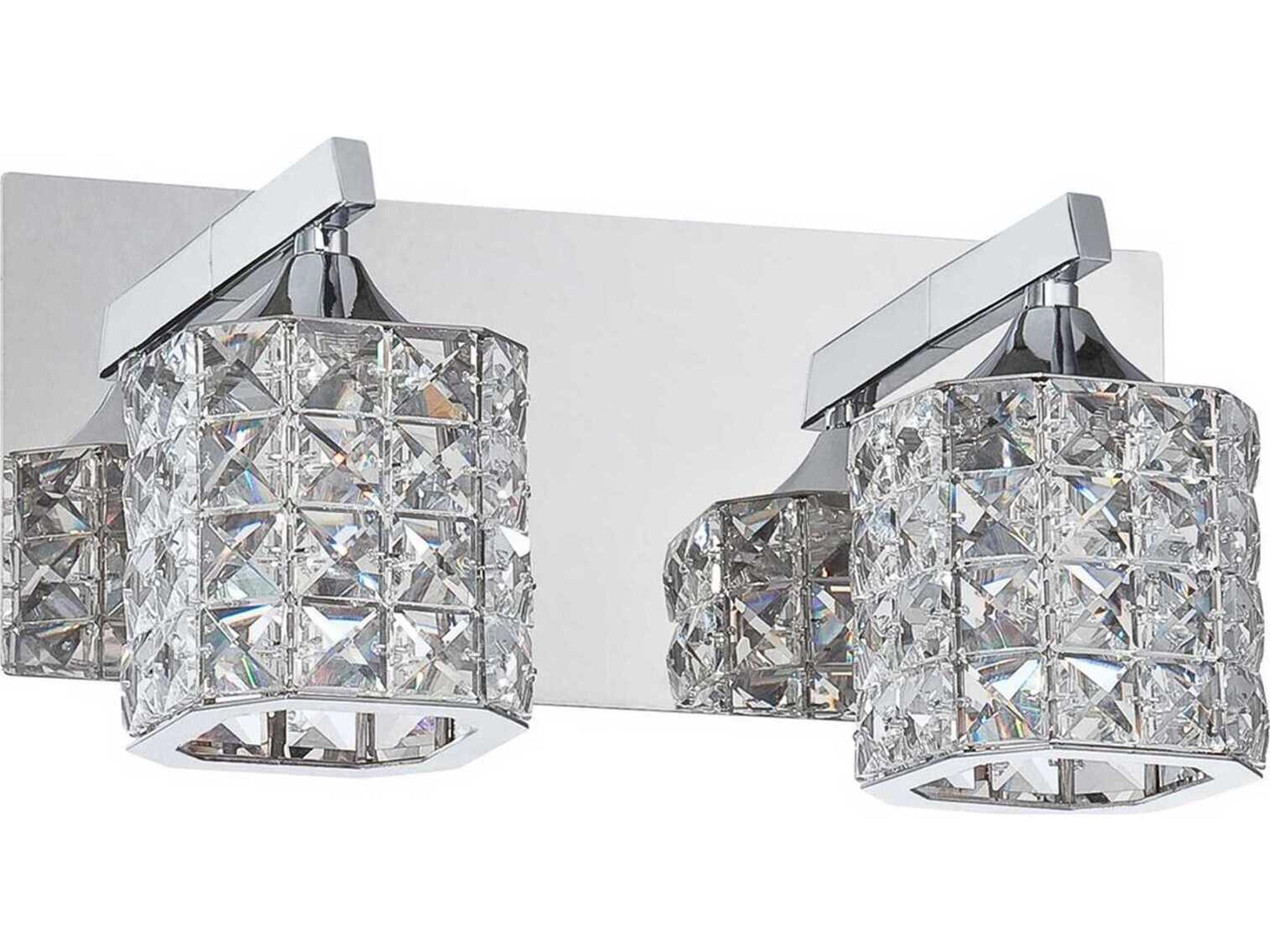 Shimera 2-Light Chrome Crystal Glass Vanity Light
