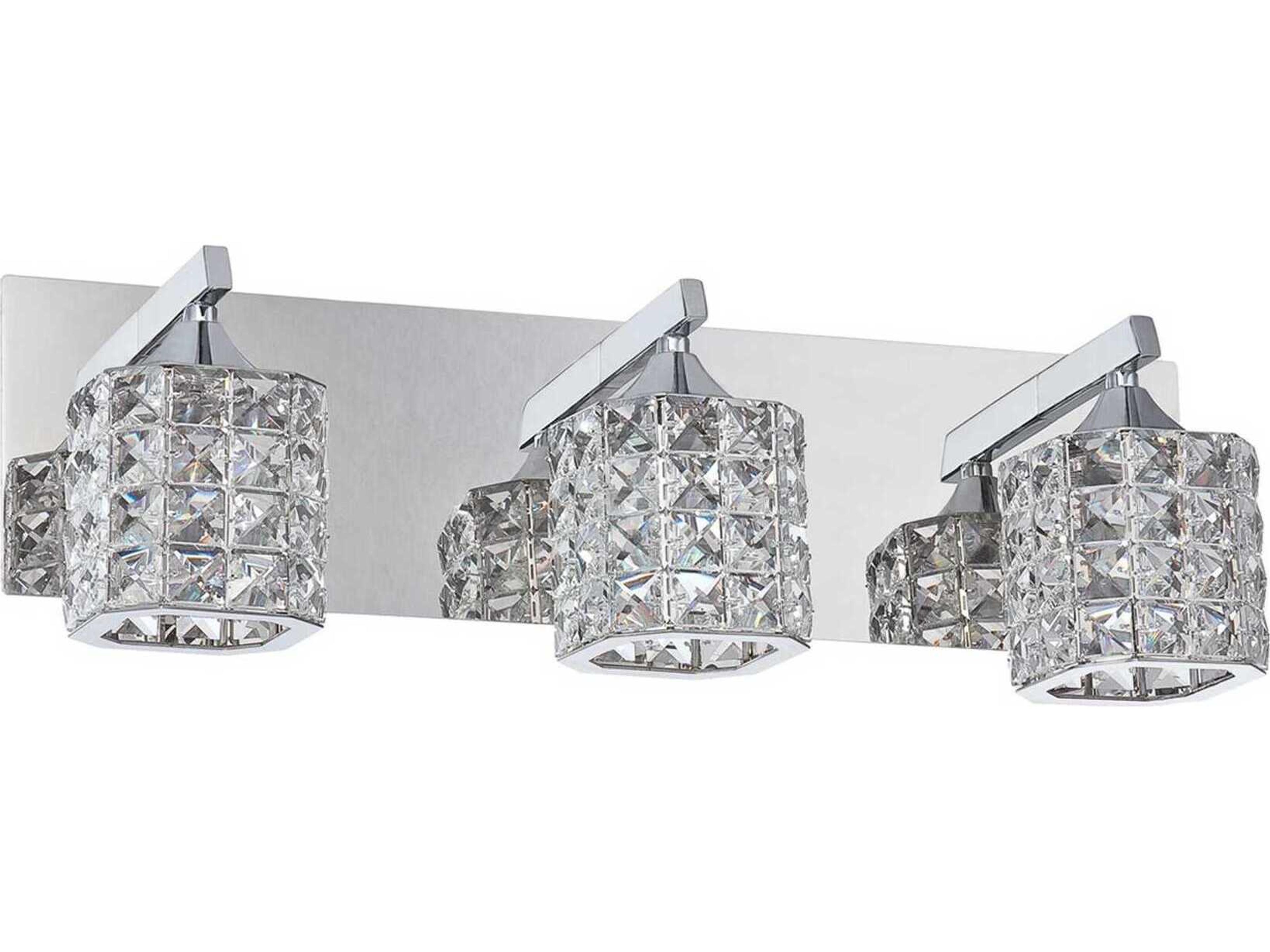 Shimera 3-Light Chrome Crystal Glass Vanity Light