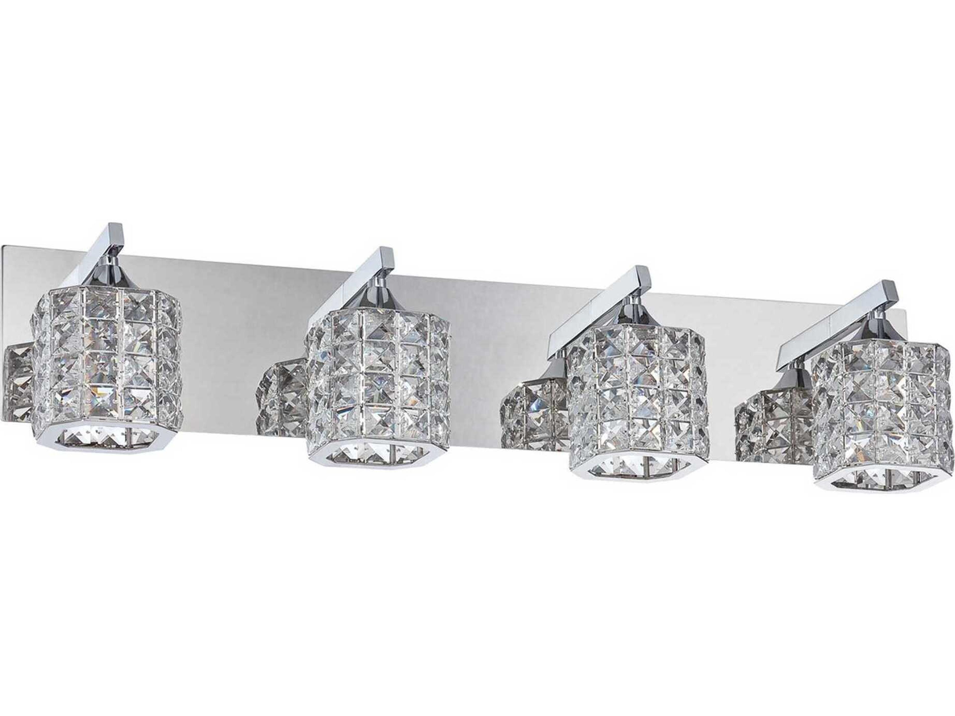 Shimera 4-Light Chrome Crystal Glass Vanity Light