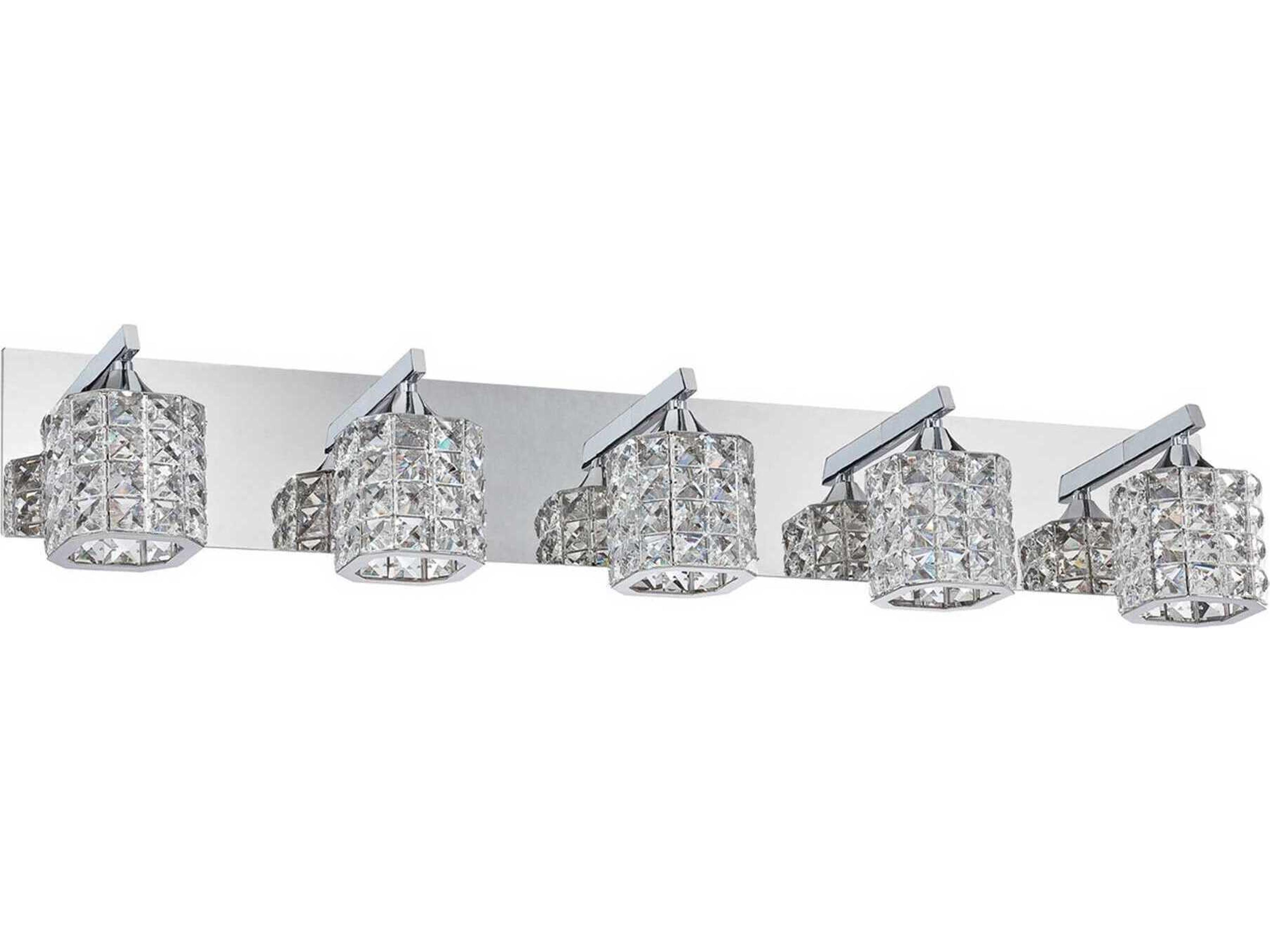 Shimera 5-Light Chrome Crystal Glass Vanity Light