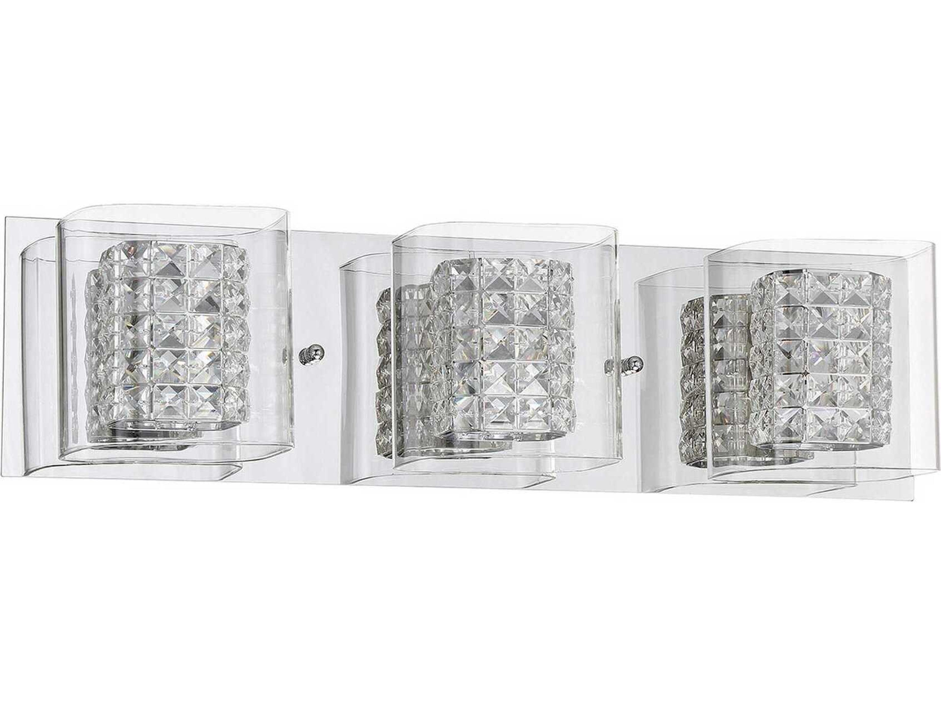 Crystorama 3-Light Chrome Crystal Glass Vanity Light
