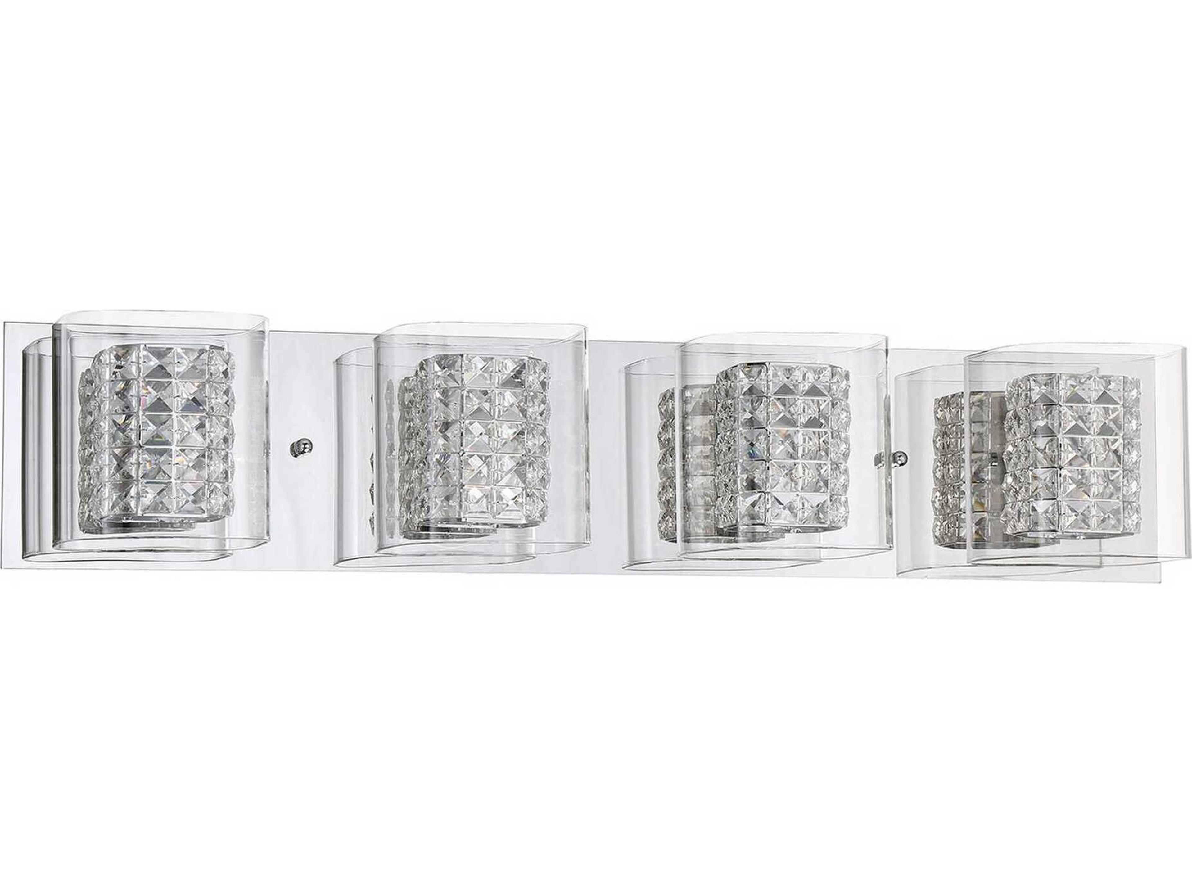 Crystorama 4-Light Chrome Crystal Glass Vanity Light