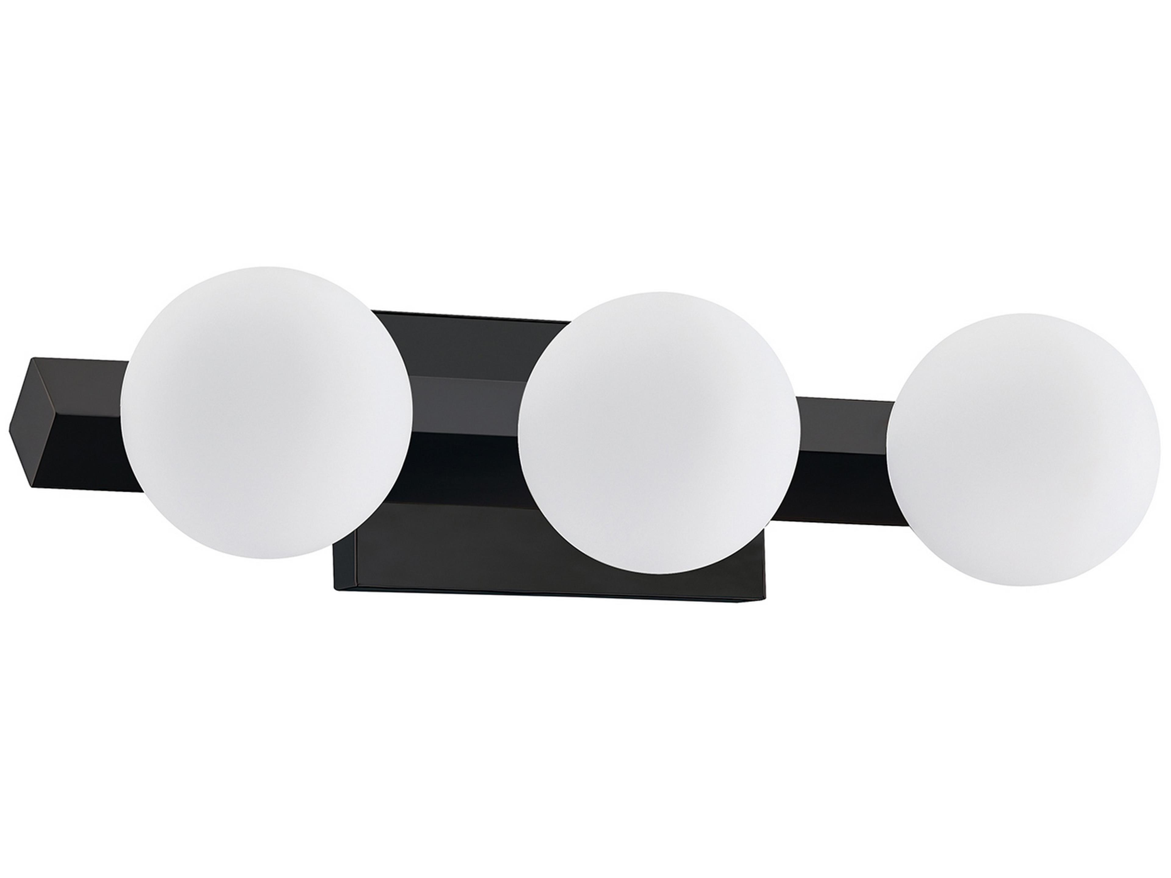 Orbitron 3-Light Black Glass Vanity Light