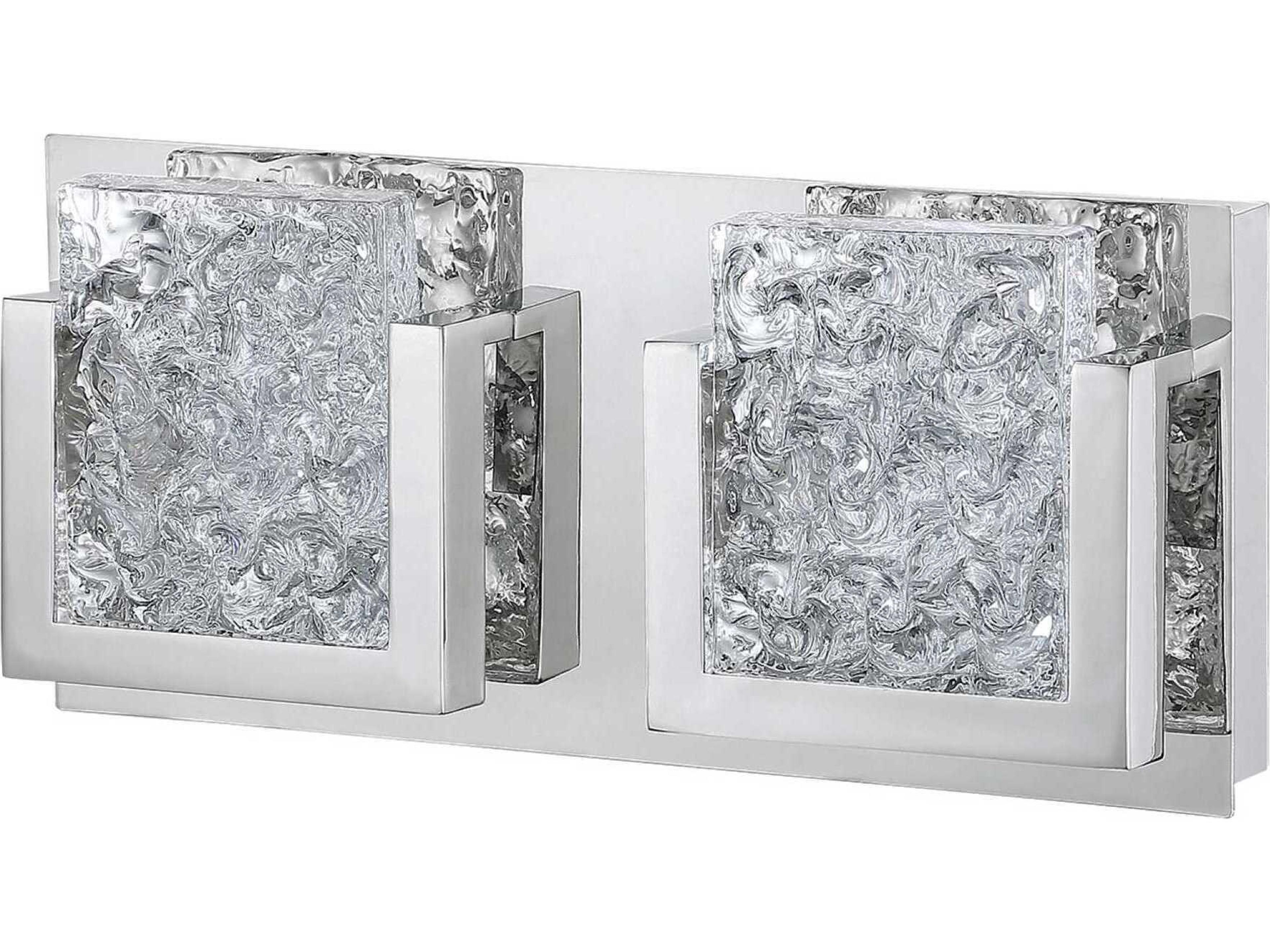 Kendal Ice-lava 2-Light Chrome Clear Glass LED Vanity Light