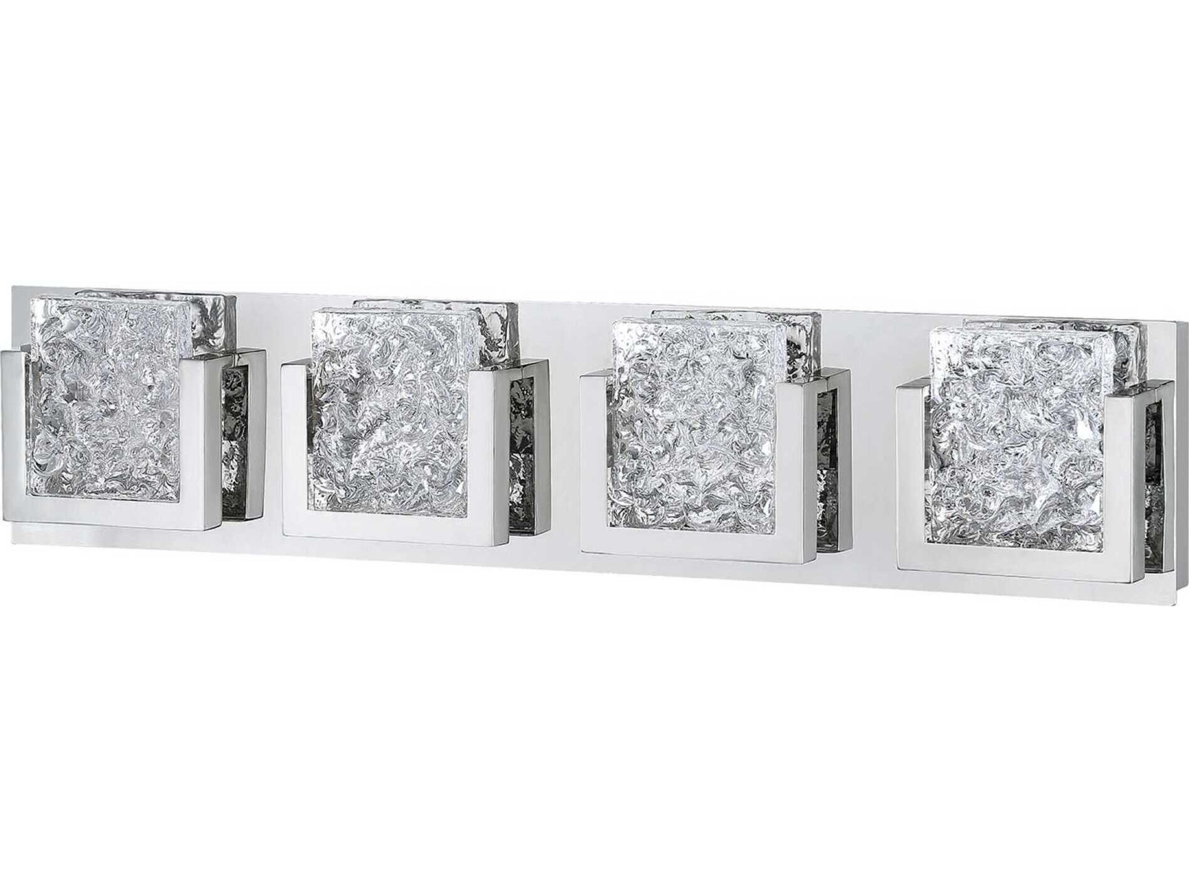Kendal Ice-lava 4-Light Chrome Clear Glass LED Vanity Light