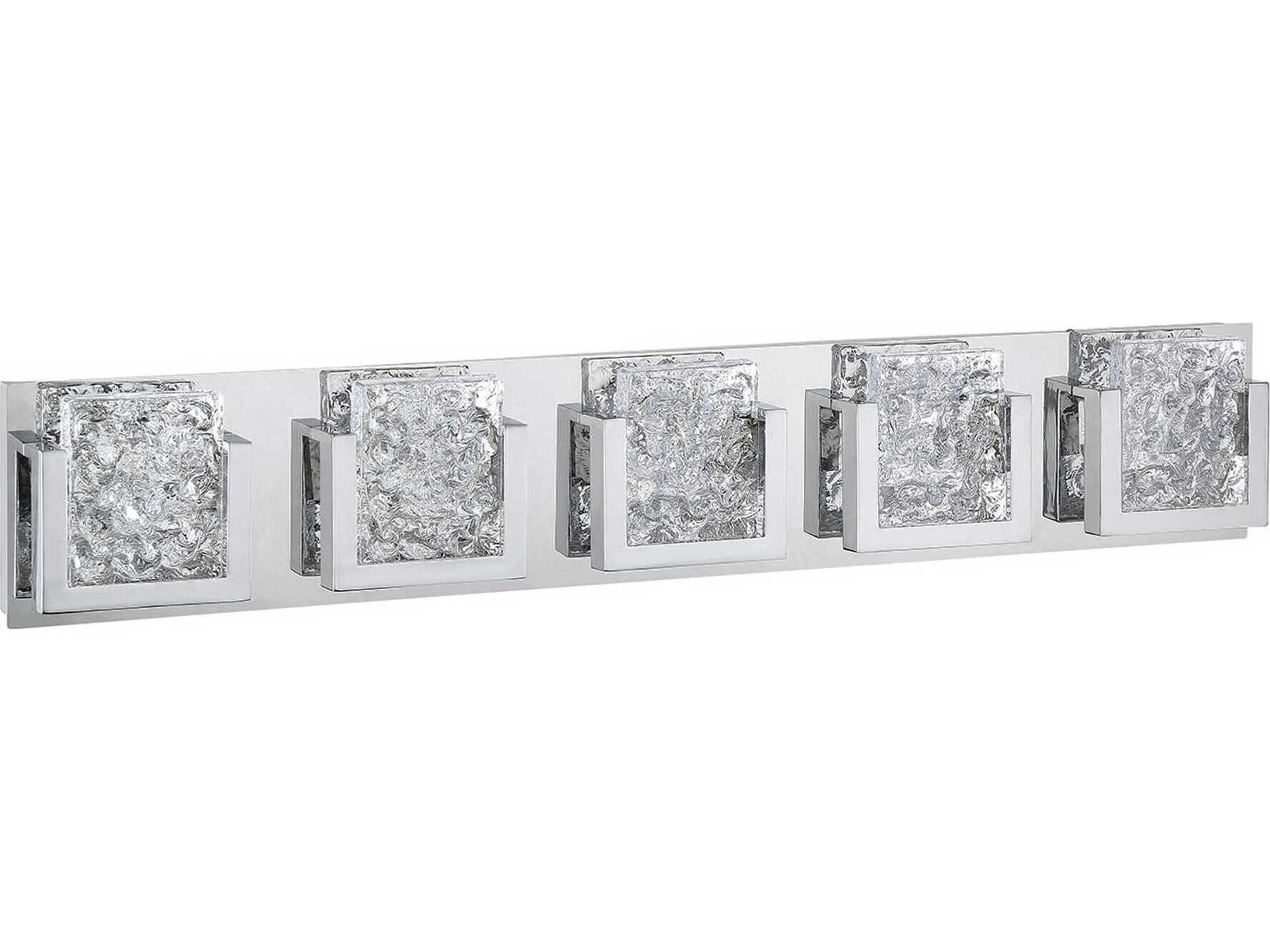 Ice-lava 5-Light Chrome Clear Glass LED Vanity Light