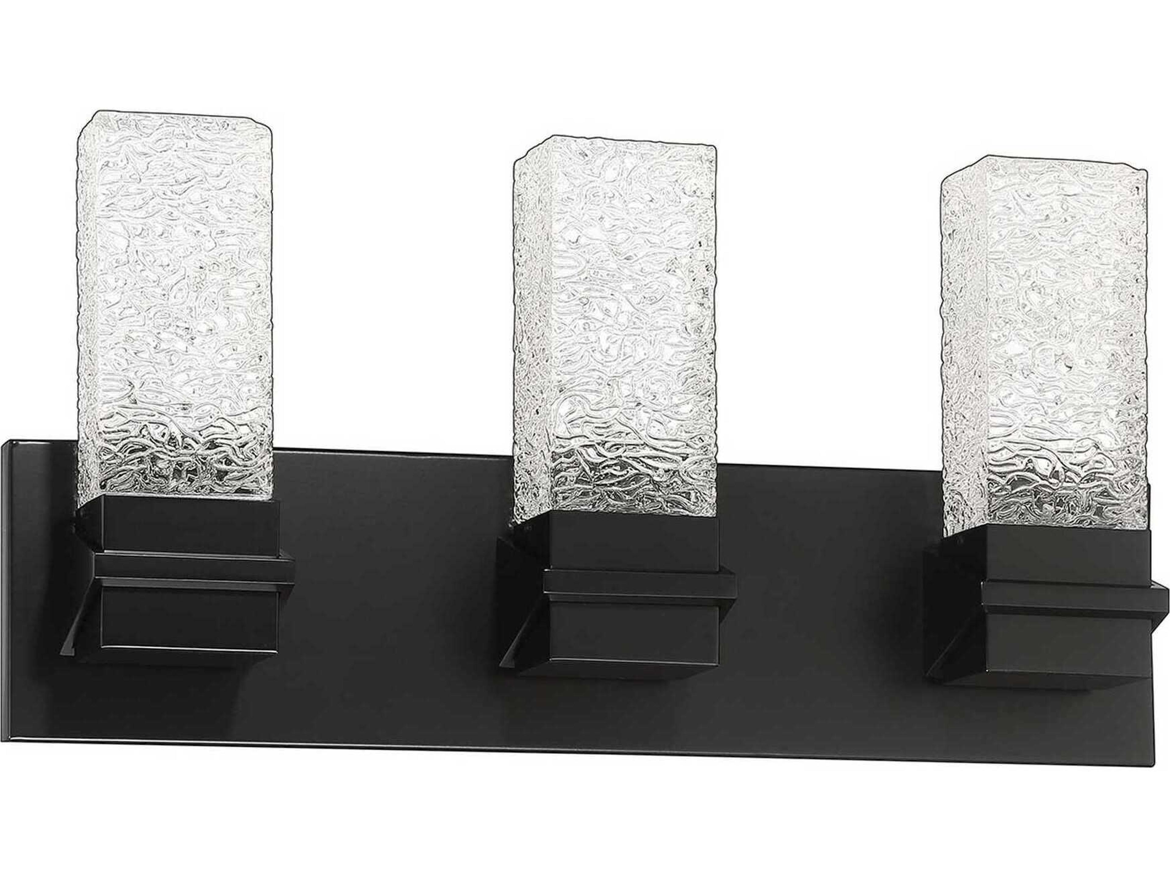 Ice 3-Light Black Glass LED Vanity Light