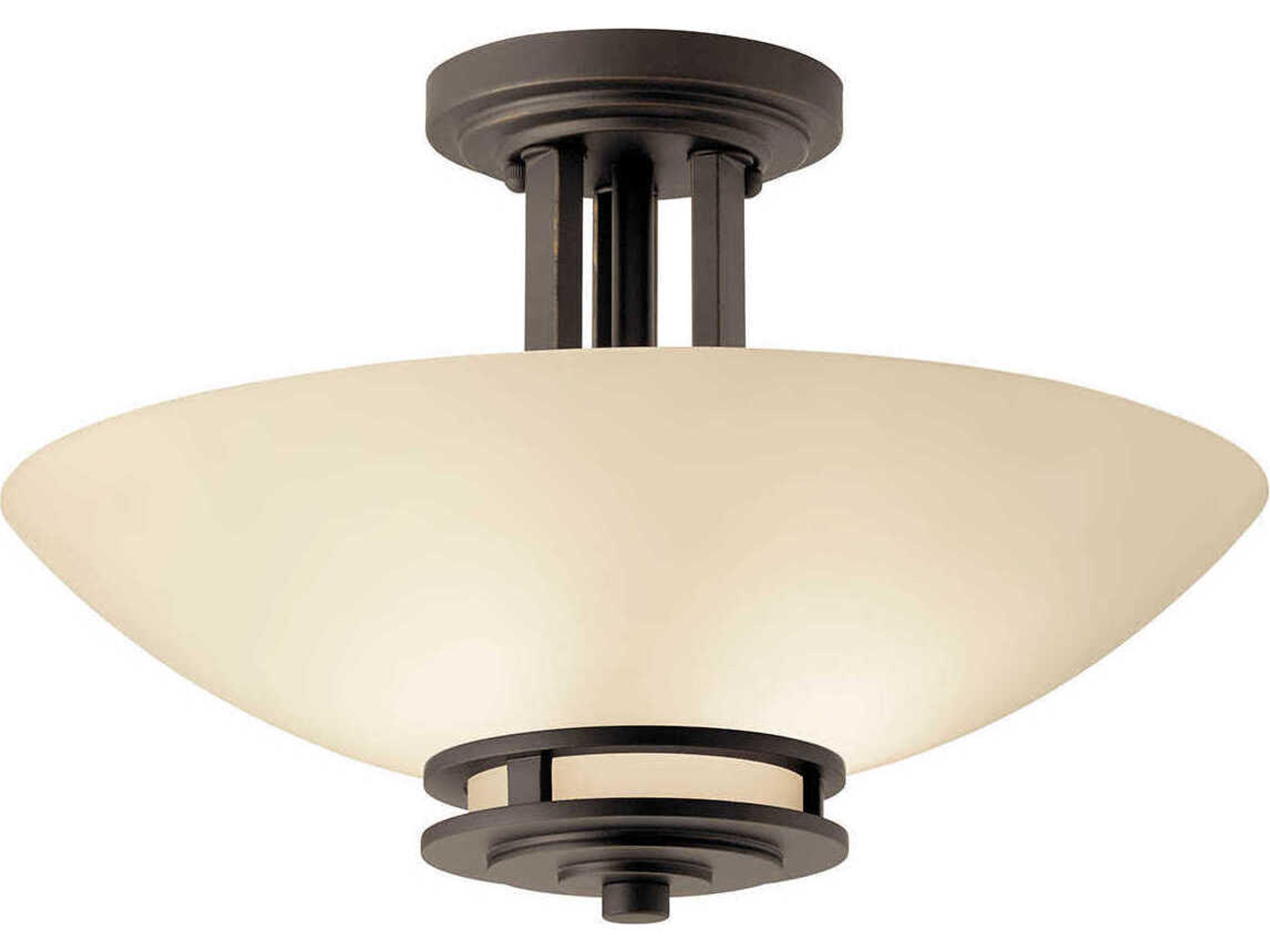 Hendrik 2-Light Olde Bronze Glass Bowl Round Semi Flush Mount