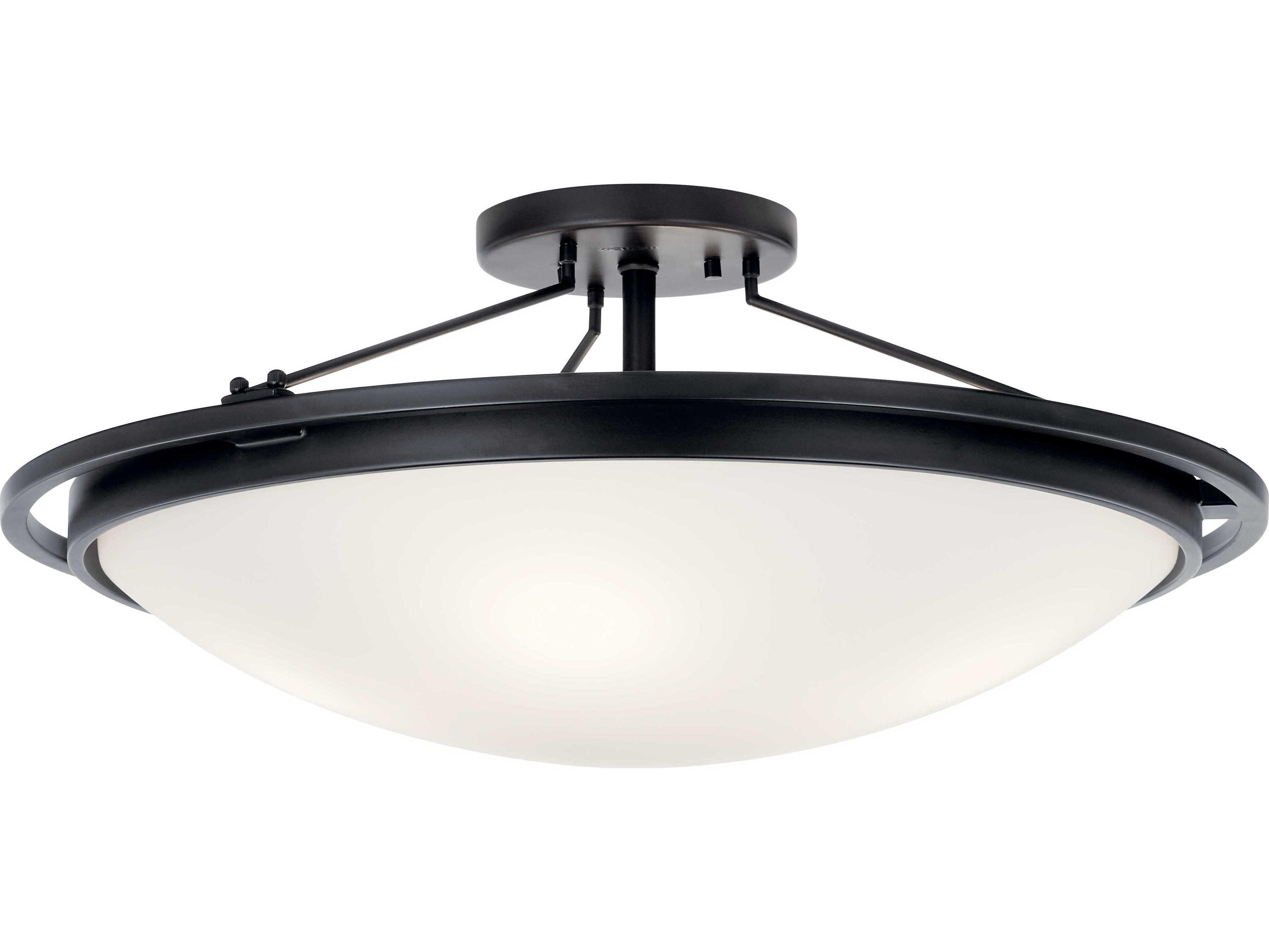 4-Light Black Glass Bowl Semi Flush Mount