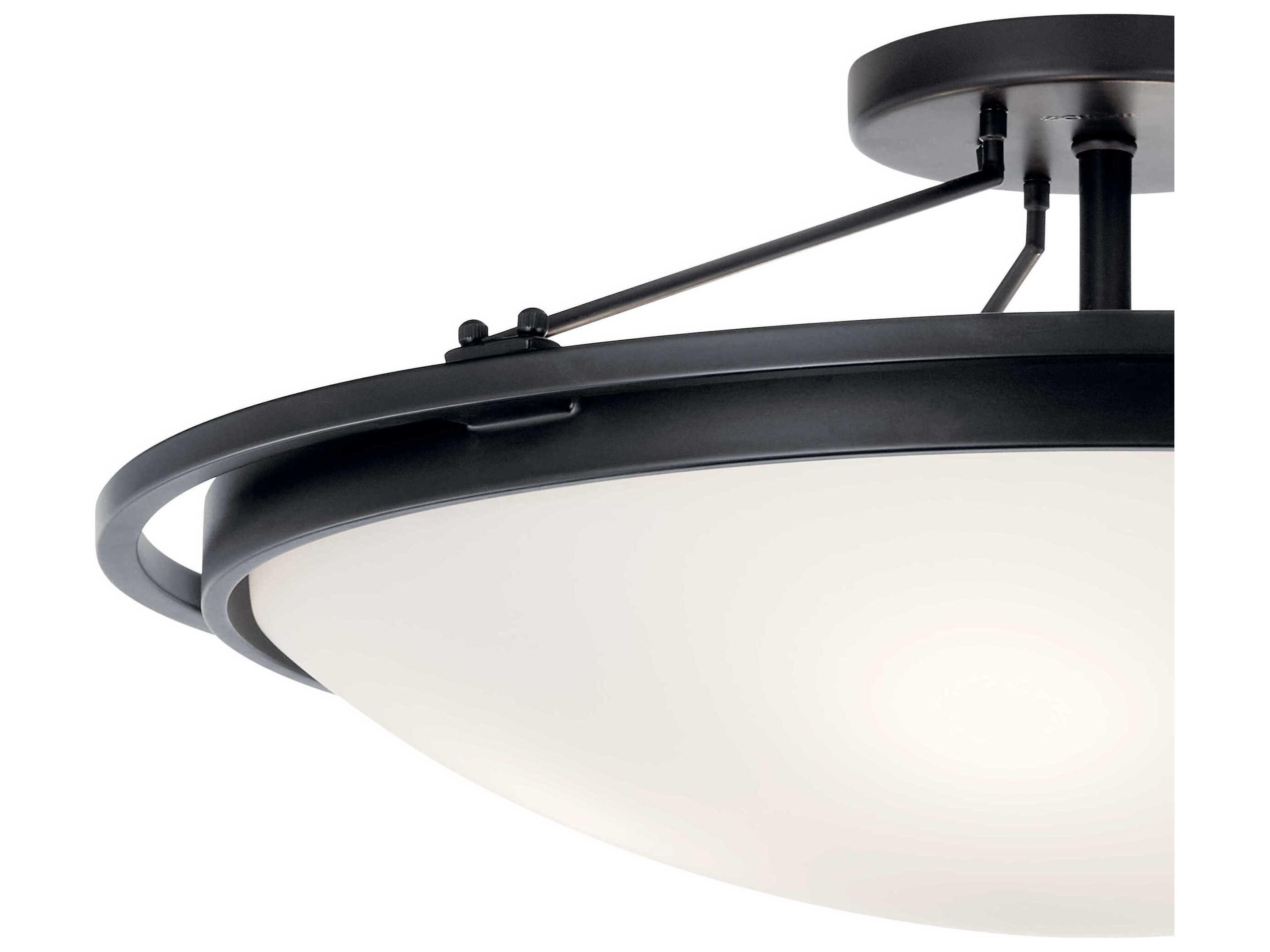 Kichler 4-Light Black Glass Bowl Semi Flush Mount