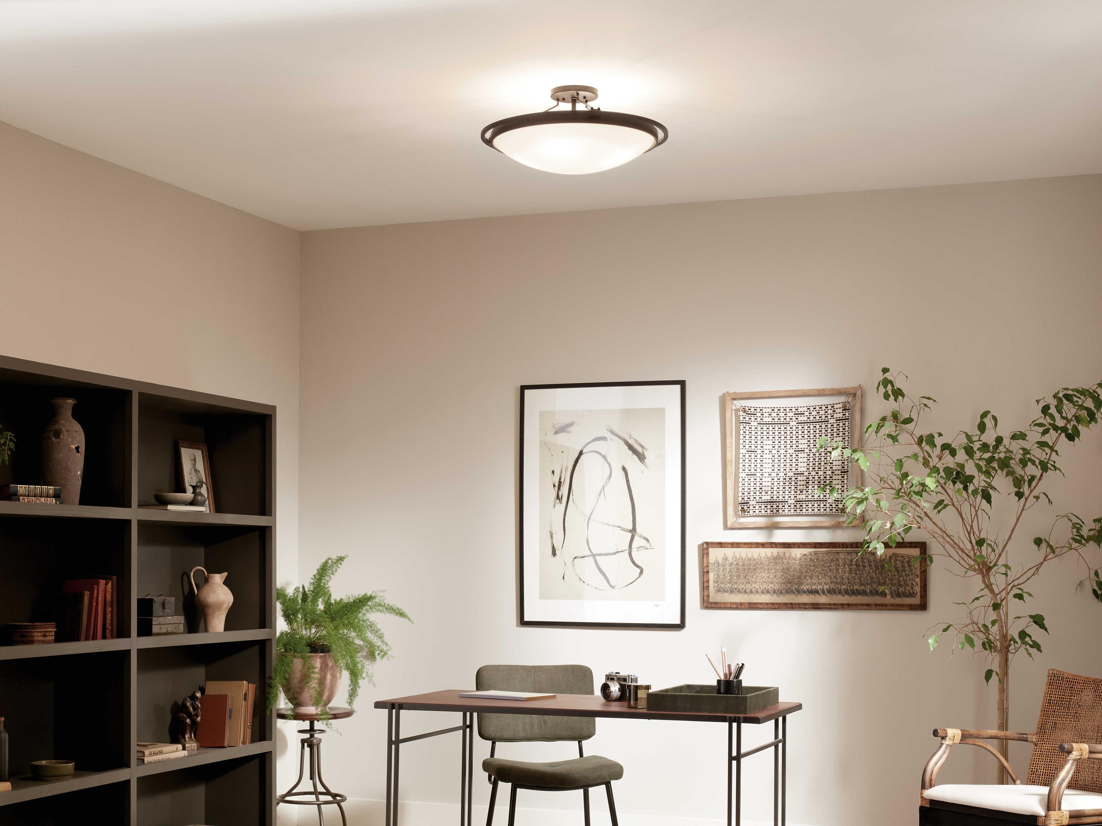 Kichler 4-Light Black Glass Bowl Semi Flush Mount